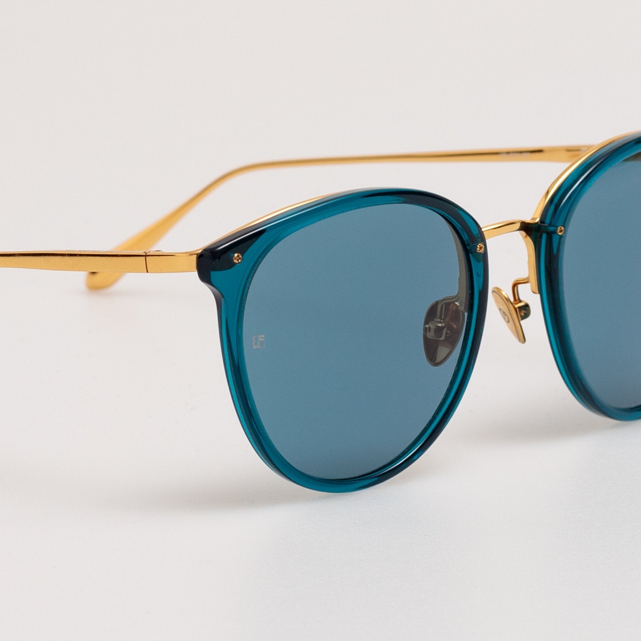 Calthorpe Sunglasses in 22K Gold and Aqua - LINDA FARROW - Sunglasses -