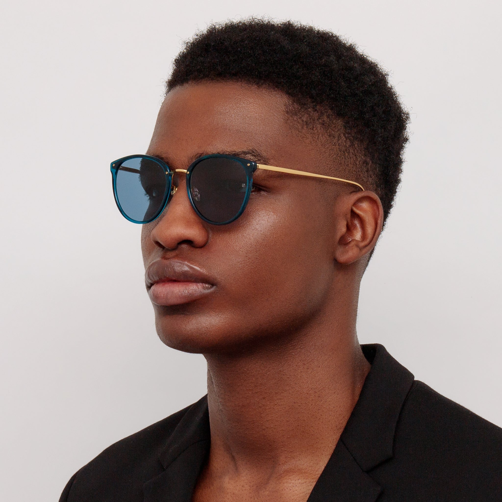 Calthorpe Sunglasses in 22K Gold and Aqua - LINDA FARROW - Sunglasses -