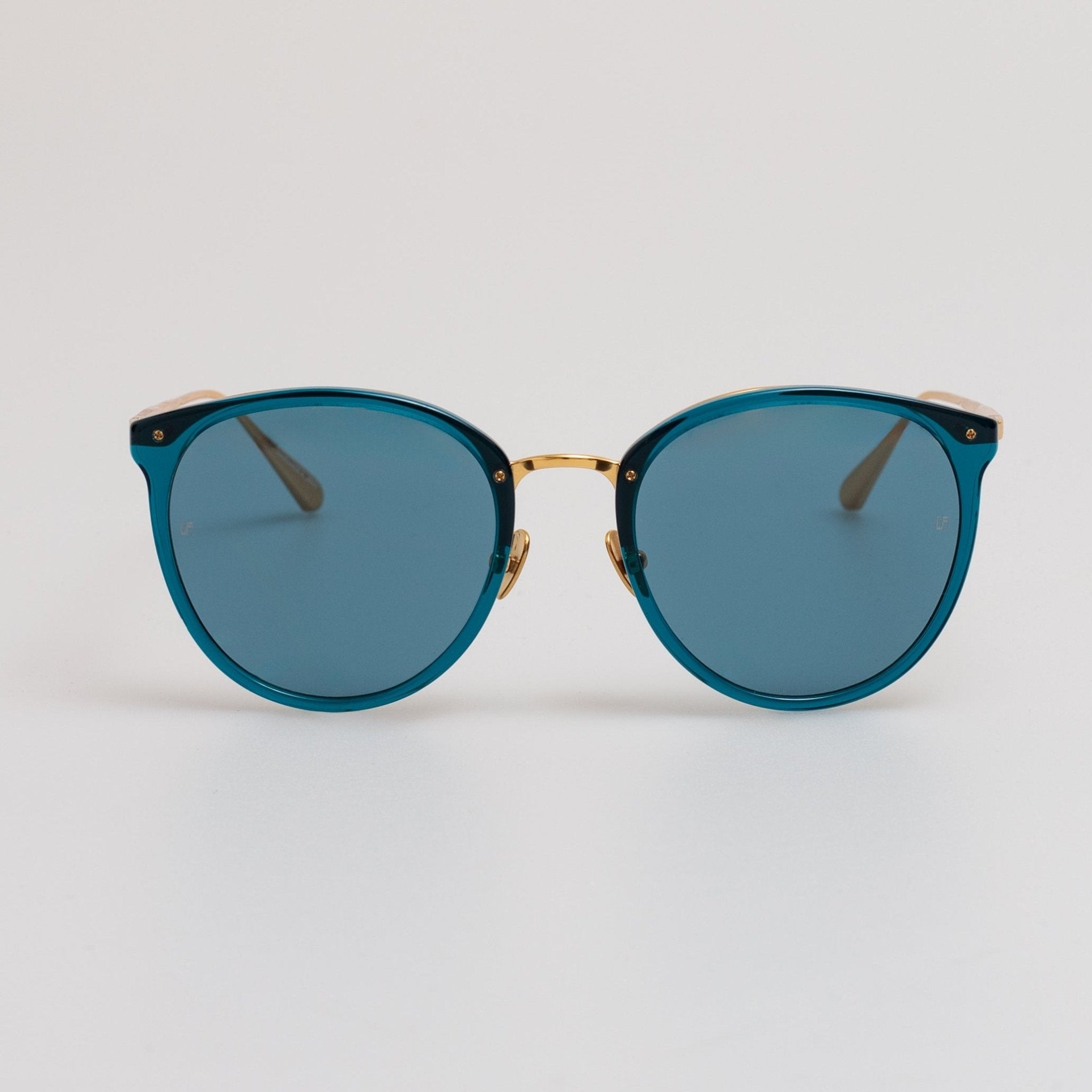 Calthorpe Sunglasses in 22K Gold and Aqua - LINDA FARROW - Sunglasses -