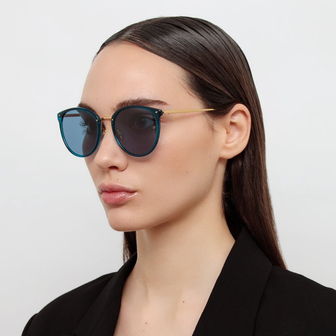 Calthorpe Sunglasses in 22K Gold and Aqua - LINDA FARROW - Sunglasses -