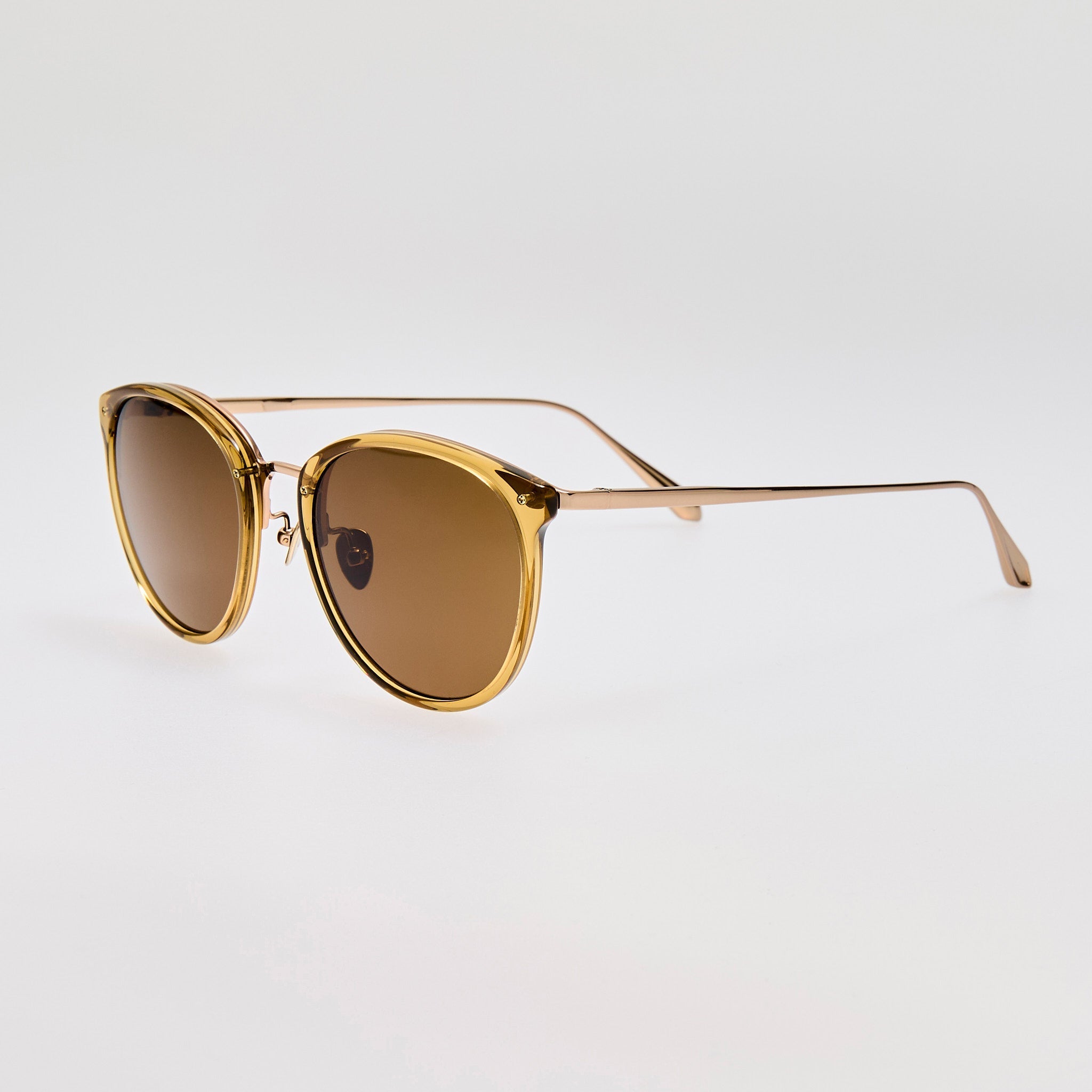 Calthorpe Sunglasses in 22K Gold and Khaki - LINDA FARROW - Sunglasses -