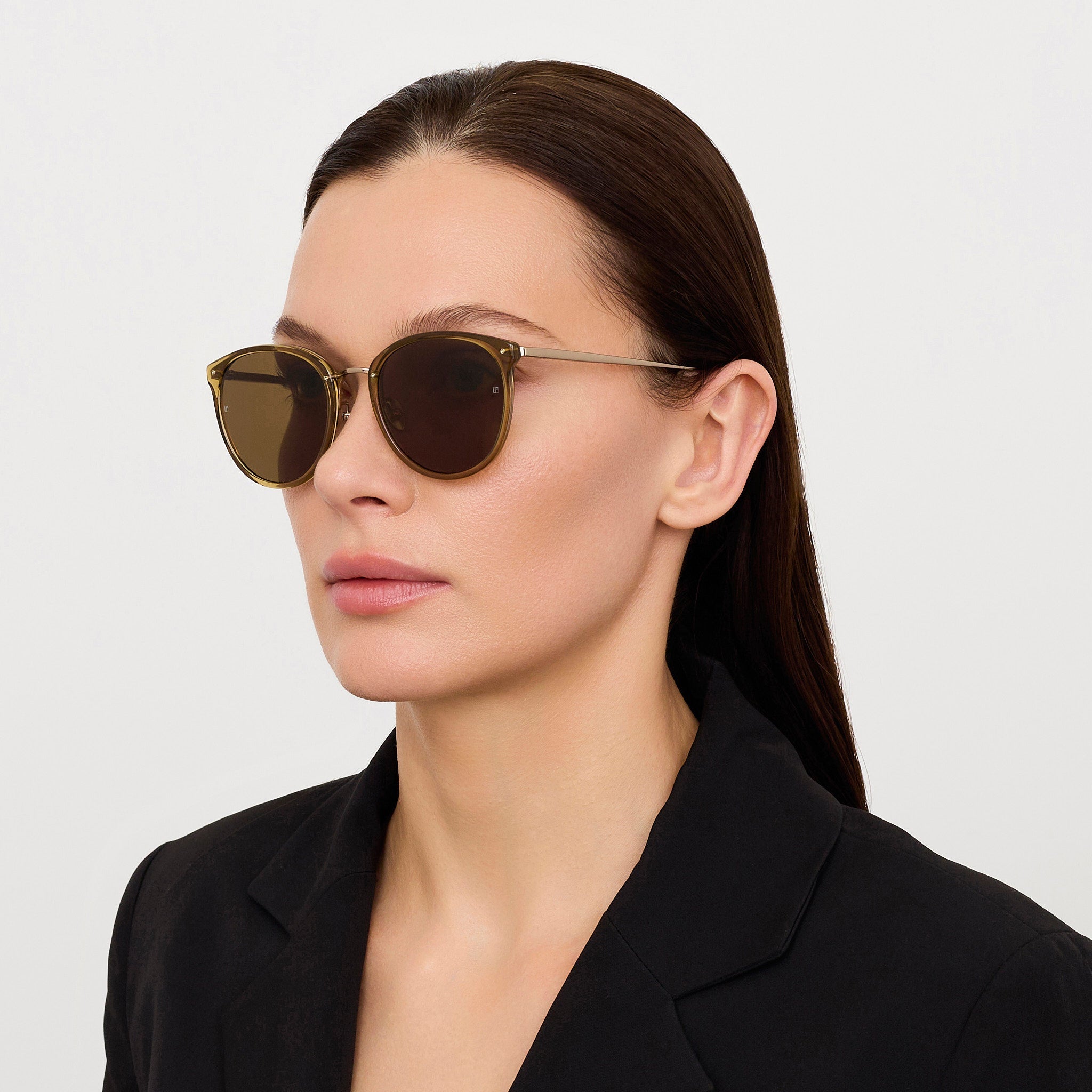 Calthorpe Sunglasses in 22K Gold and Khaki - LINDA FARROW - Sunglasses -