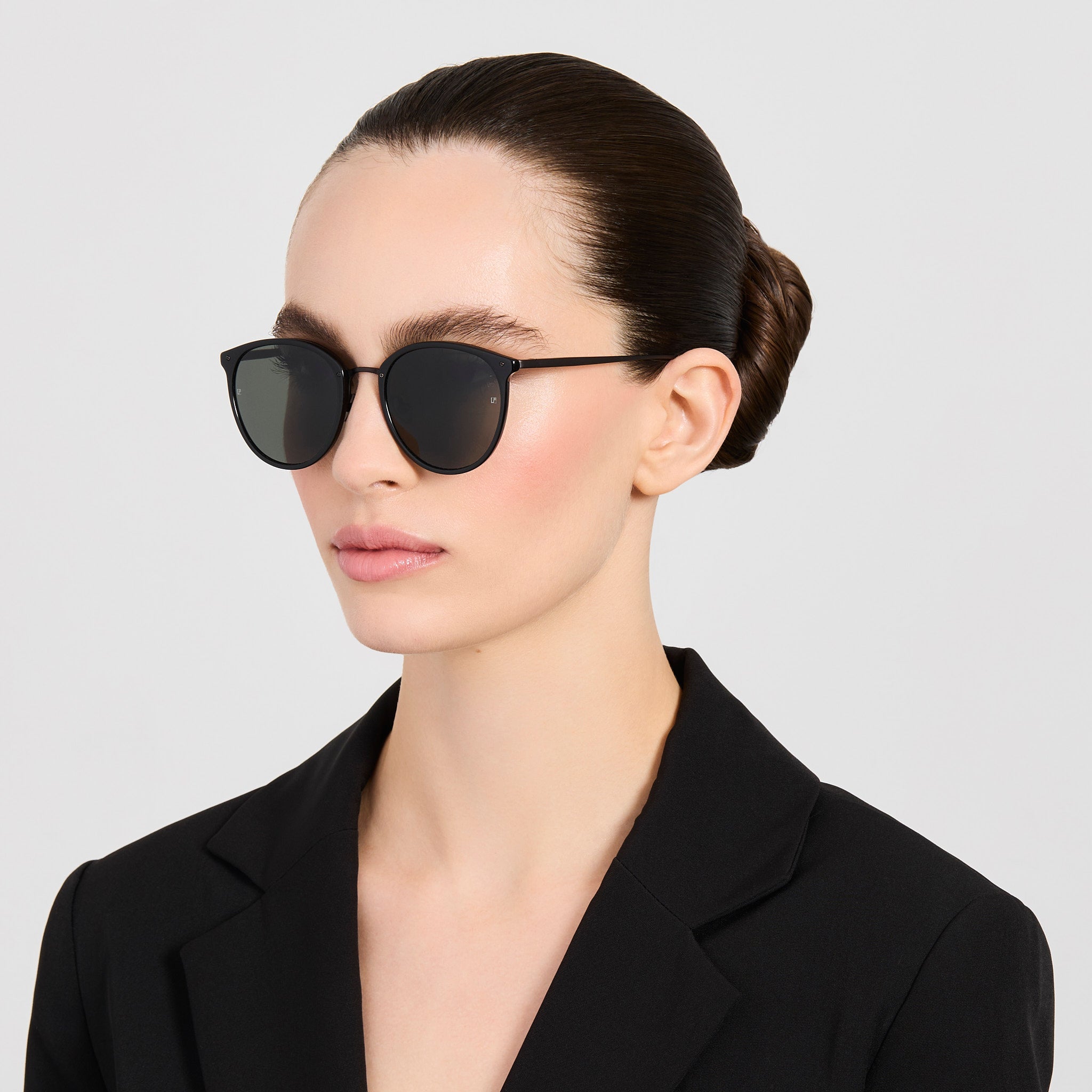 Calthorpe Sunglasses in Black and Matt Nickel - LINDA FARROW-Sunglasses-