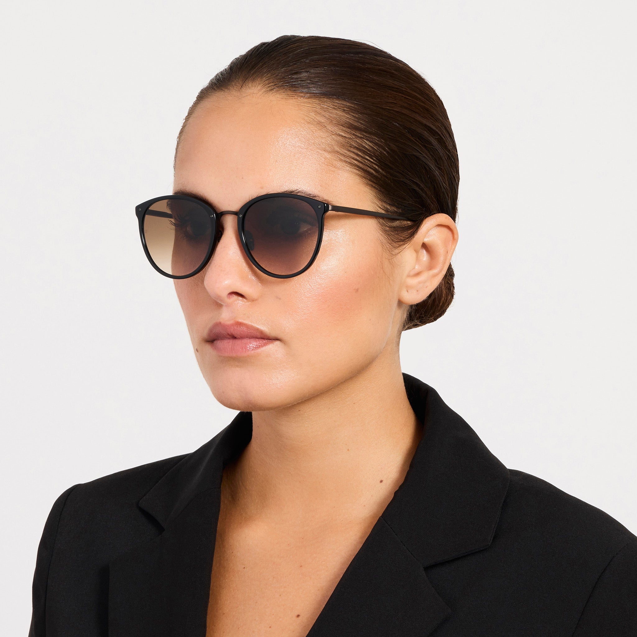 Calthorpe Sunglasses in Matt Nickel and Mocha - LINDA FARROW - Sunglasses -