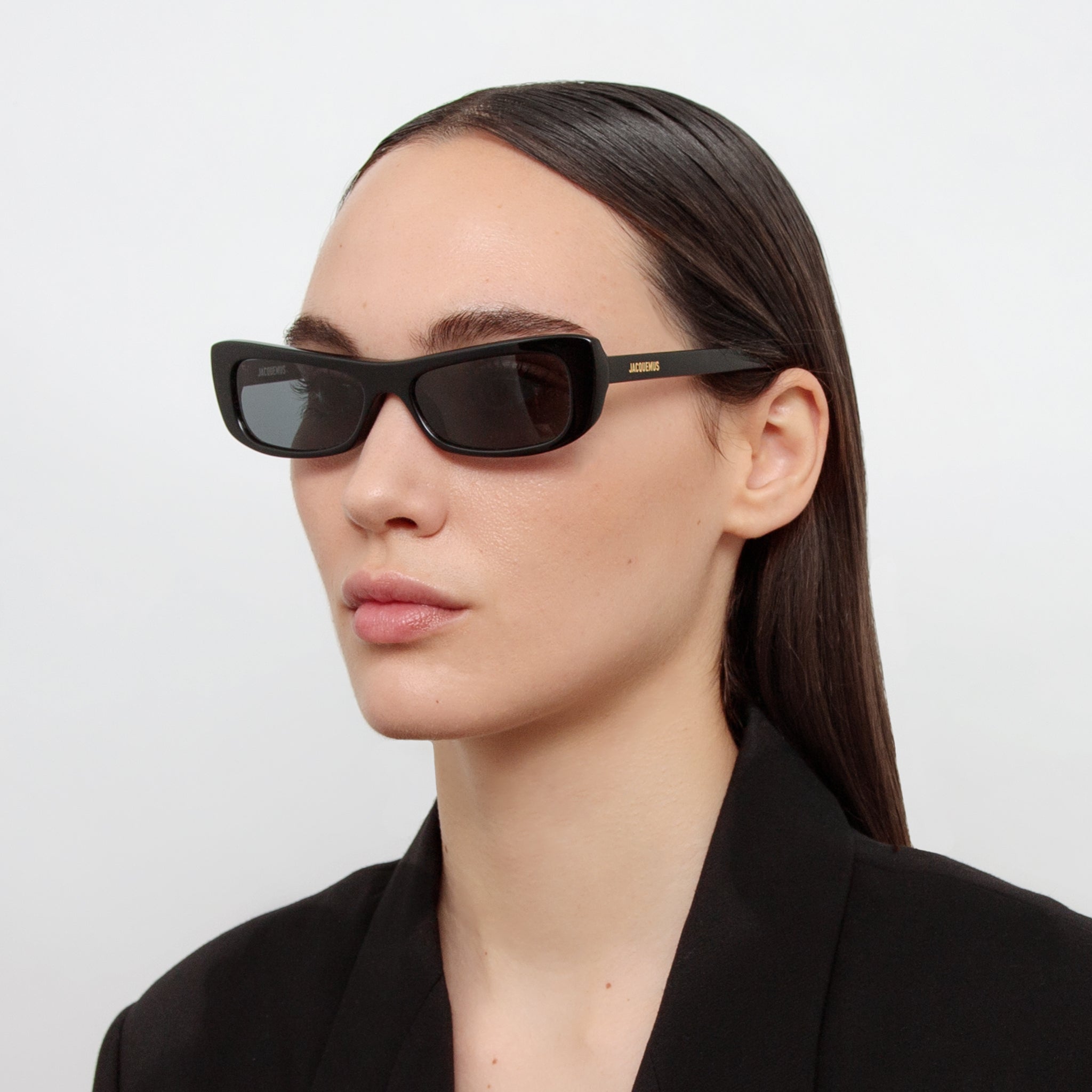Capri Rectangular Sunglasses in Black - LINDA FARROW - Sunglasses -