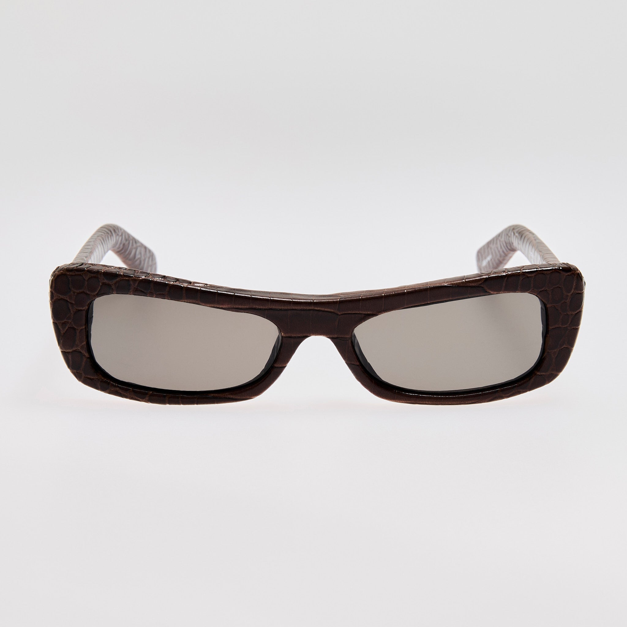 Capri Sunglasses in Brown Crocodile - LINDA FARROW - Sunglasses -