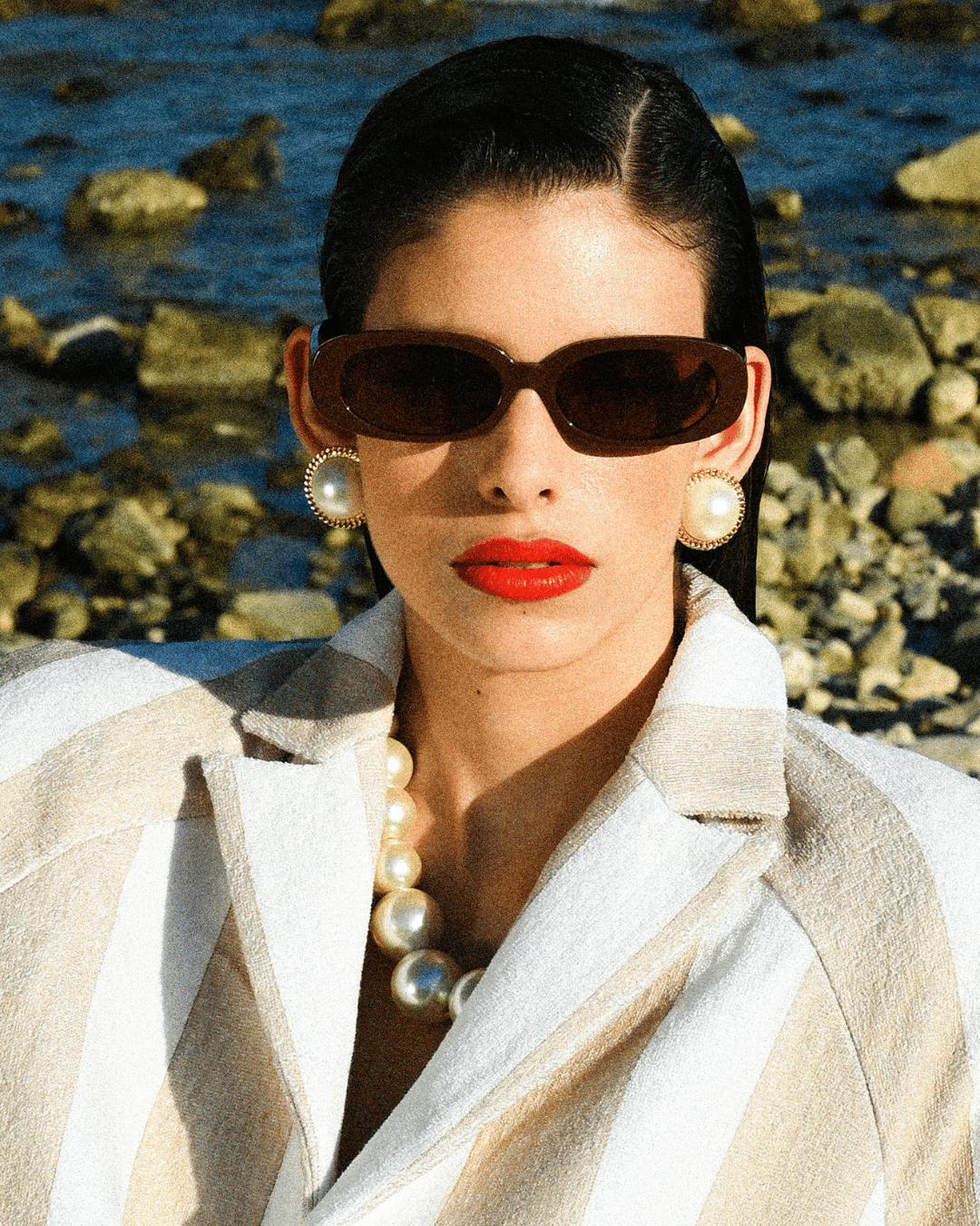 Cara Sunglasses in Brown - LINDA FARROW-Sunglasses-