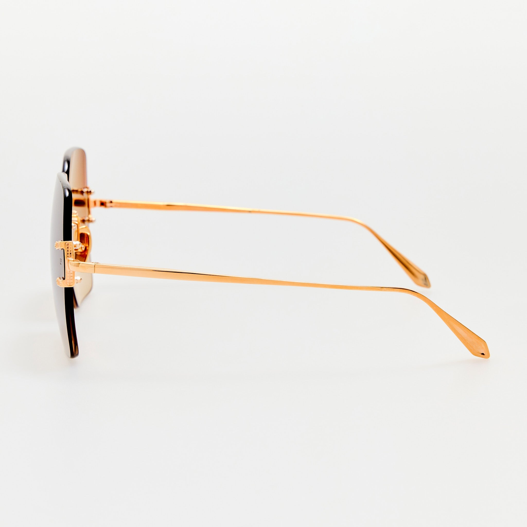Carina Sunglasses in 22K Gold and Green - LINDA FARROW - Sunglasses -