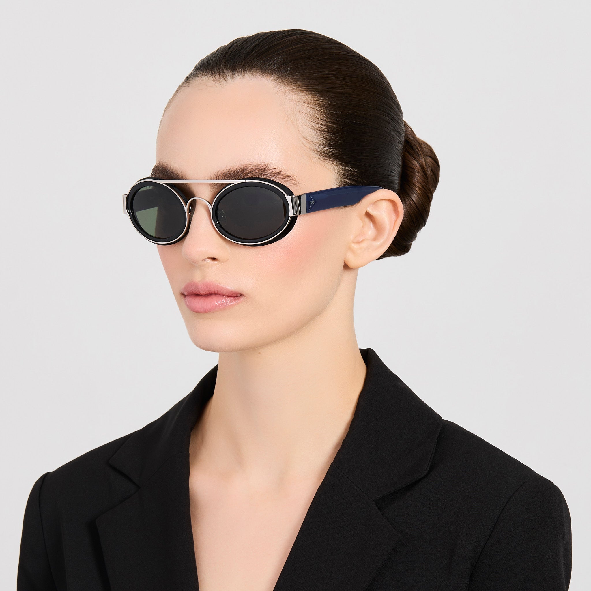 Cat Eye Sunglasses in Black - LINDA FARROW-Sunglasses-