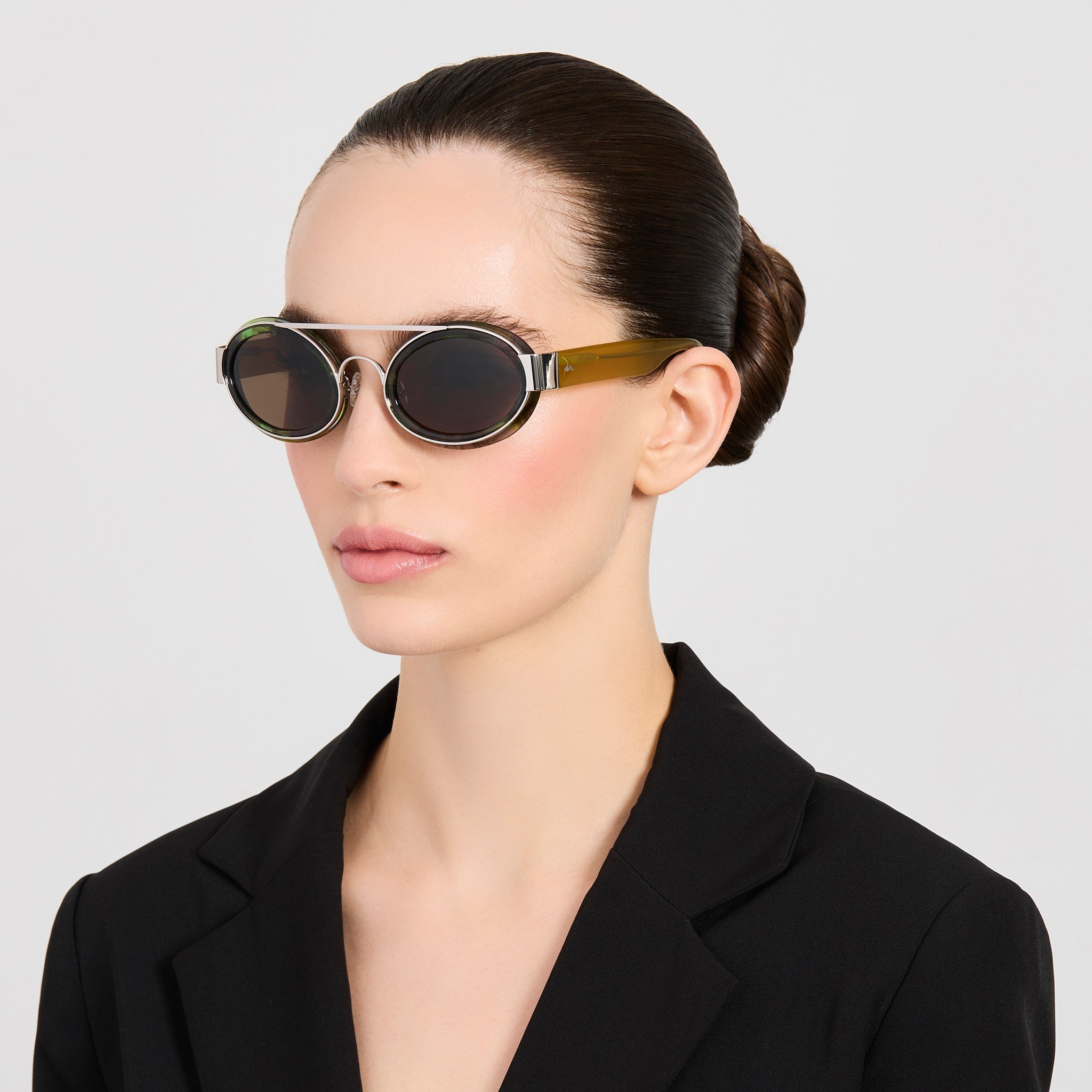Cat Eye Sunglasses in Malachite - LINDA FARROW-Sunglasses-