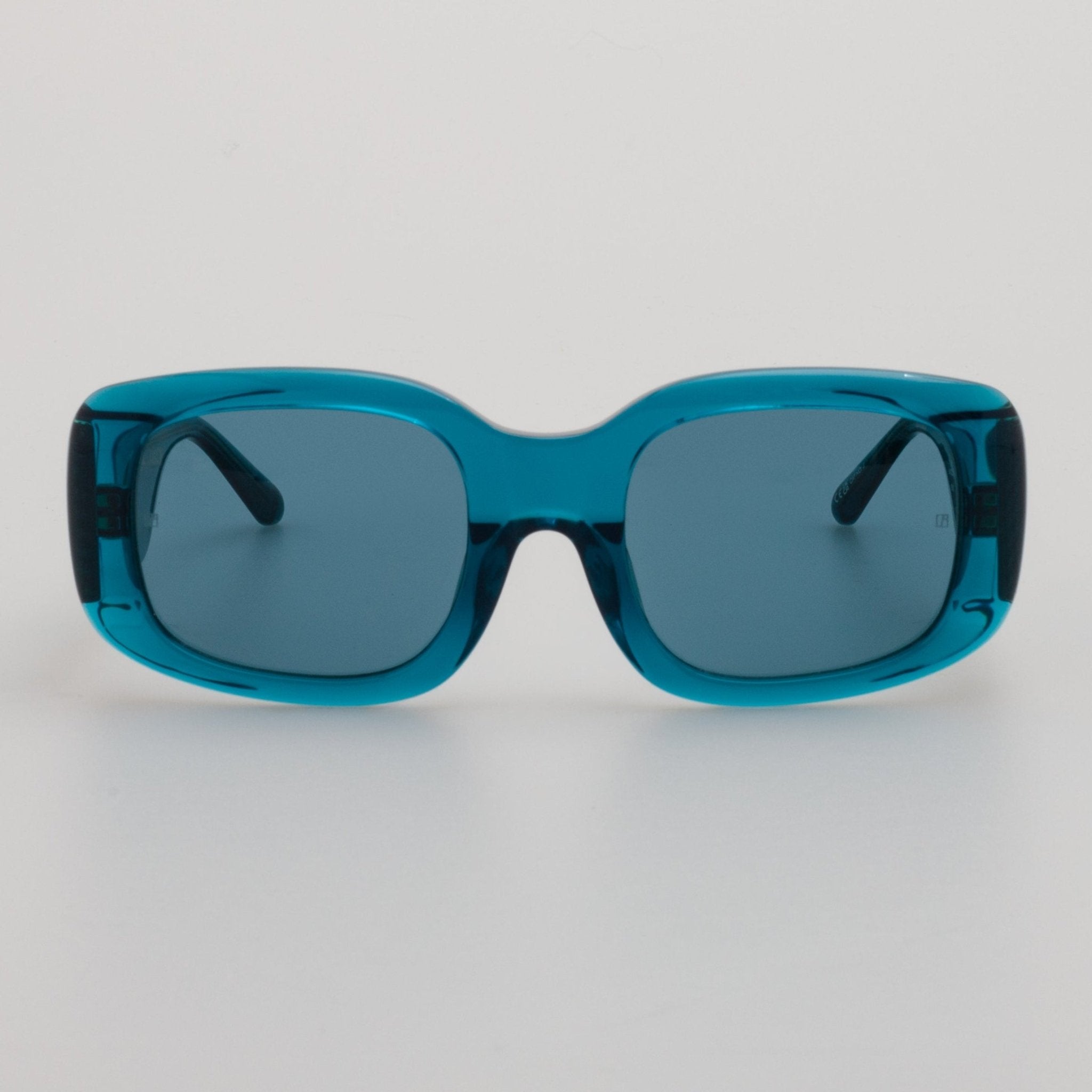 Celeste Oversize Sunglasses in Aqua - LINDA FARROW - Sunglasses -