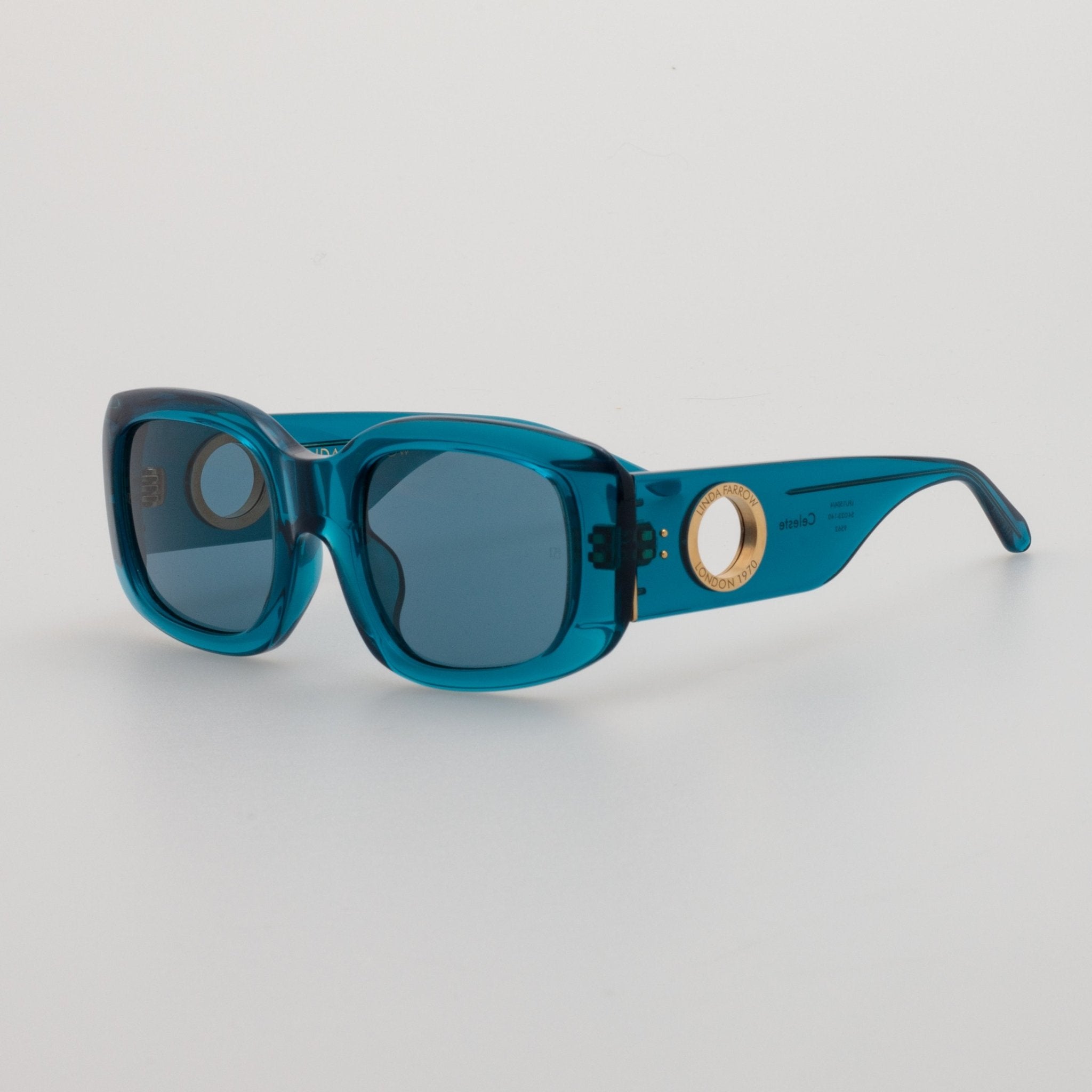 Celeste Oversize Sunglasses in Aqua - LINDA FARROW - Sunglasses -