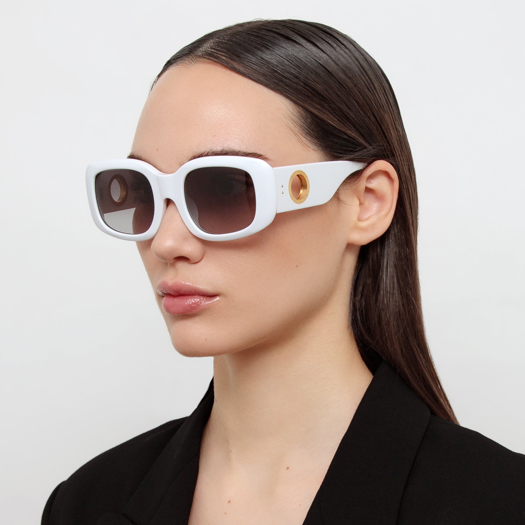 Celeste Oversize Sunglasses in White - LINDA FARROW - Sunglasses -