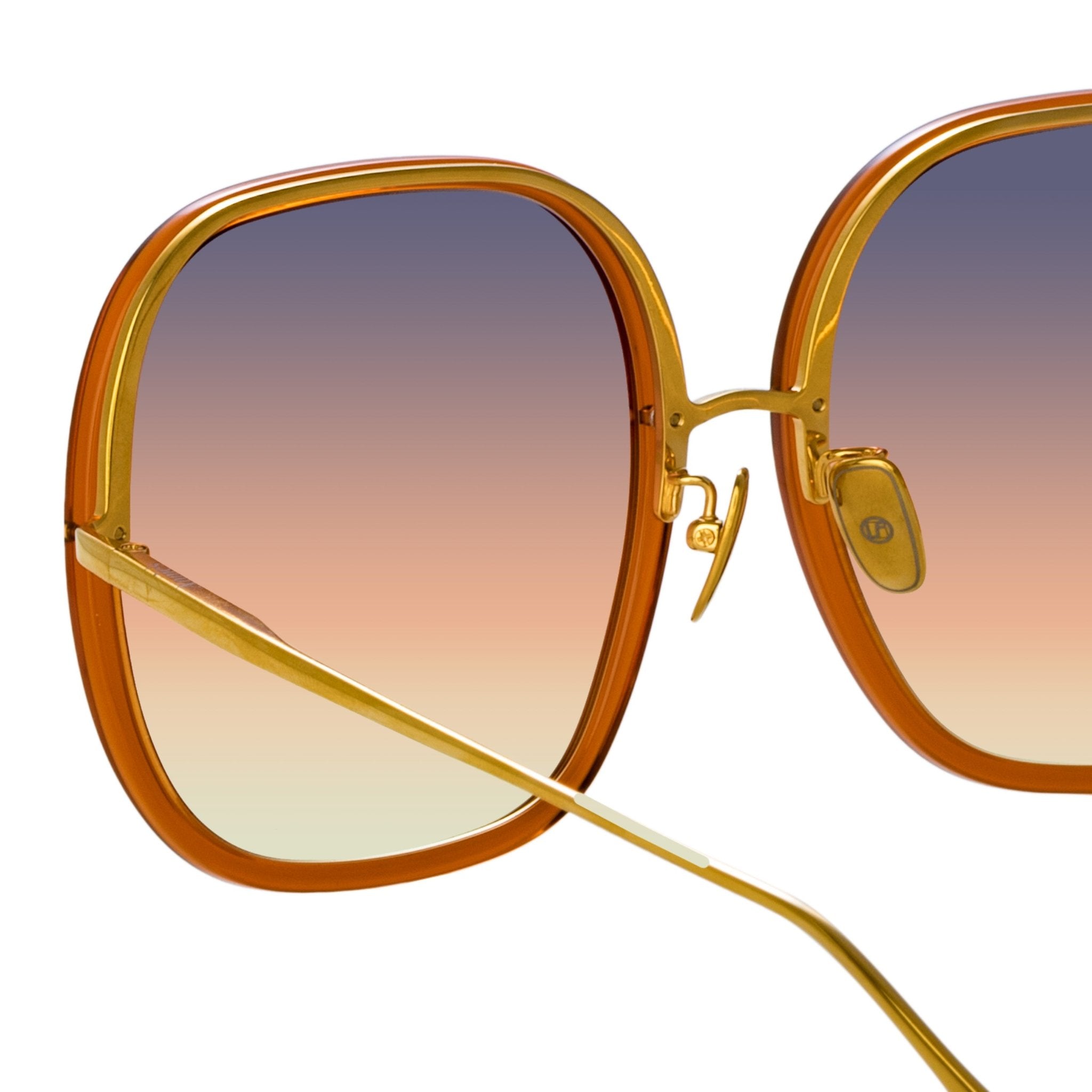 Celia Sunglasses in 22K Gold and Sunset Gradient - LINDA FARROW - Sunglasses -