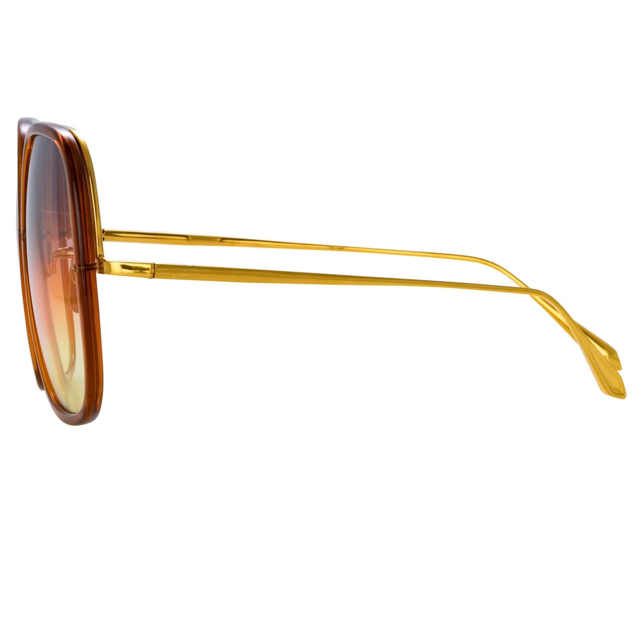 Celia Sunglasses in 22K Gold and Sunset Gradient - LINDA FARROW - Sunglasses -