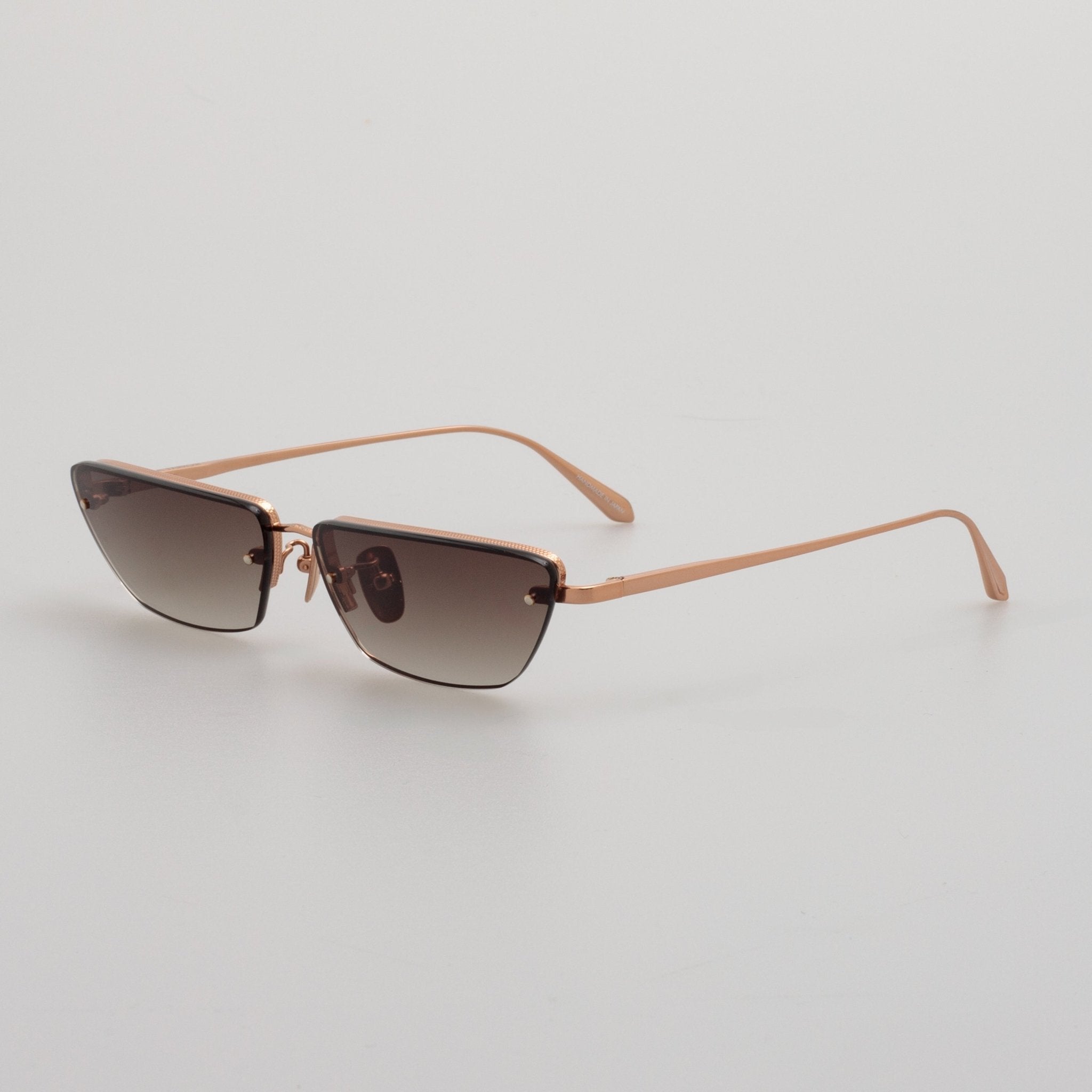 Cleo Sunglasses in 18K Rose Gold and Mocha - LINDA FARROW - Sunglasses -