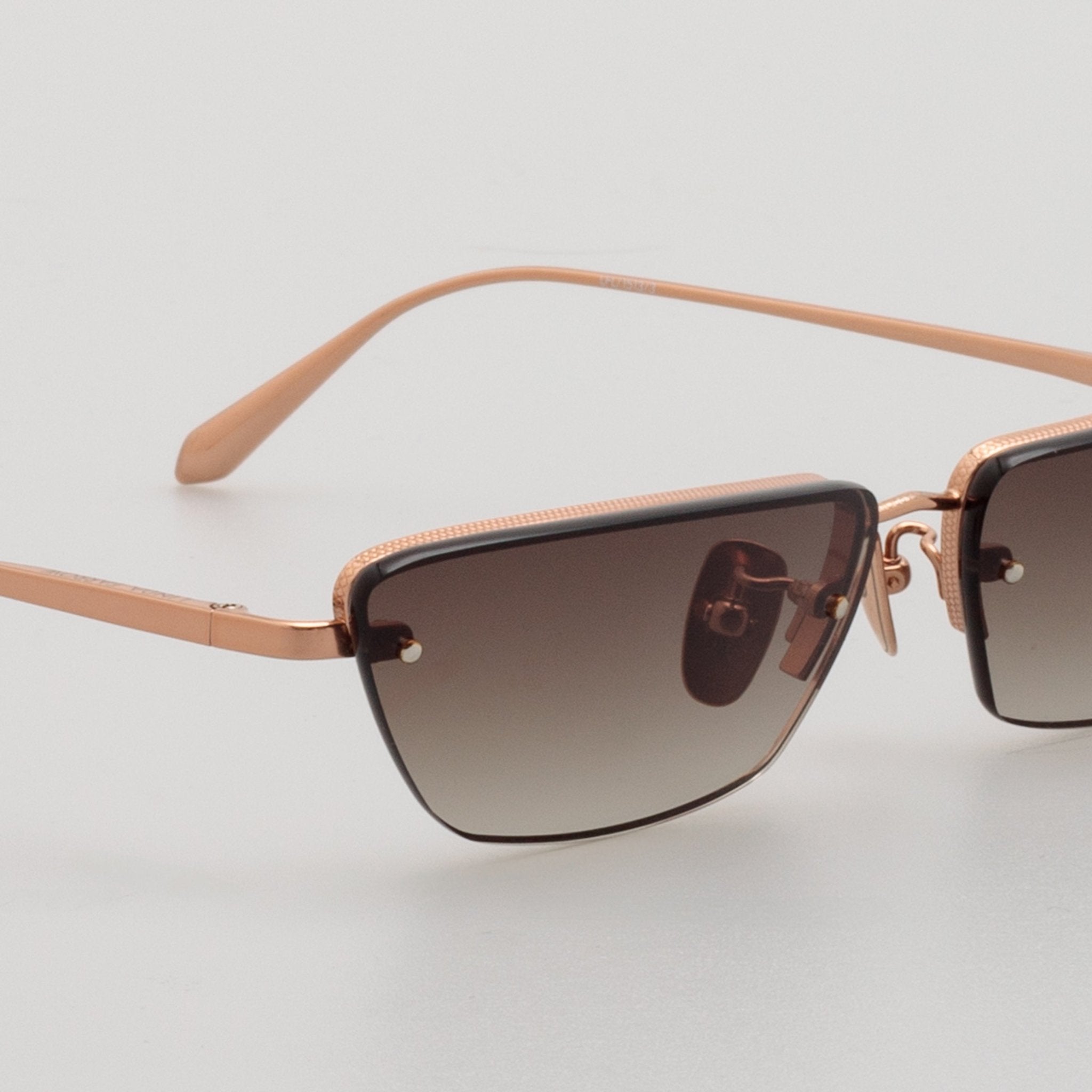Cleo Sunglasses in 18K Rose Gold and Mocha - LINDA FARROW - Sunglasses -