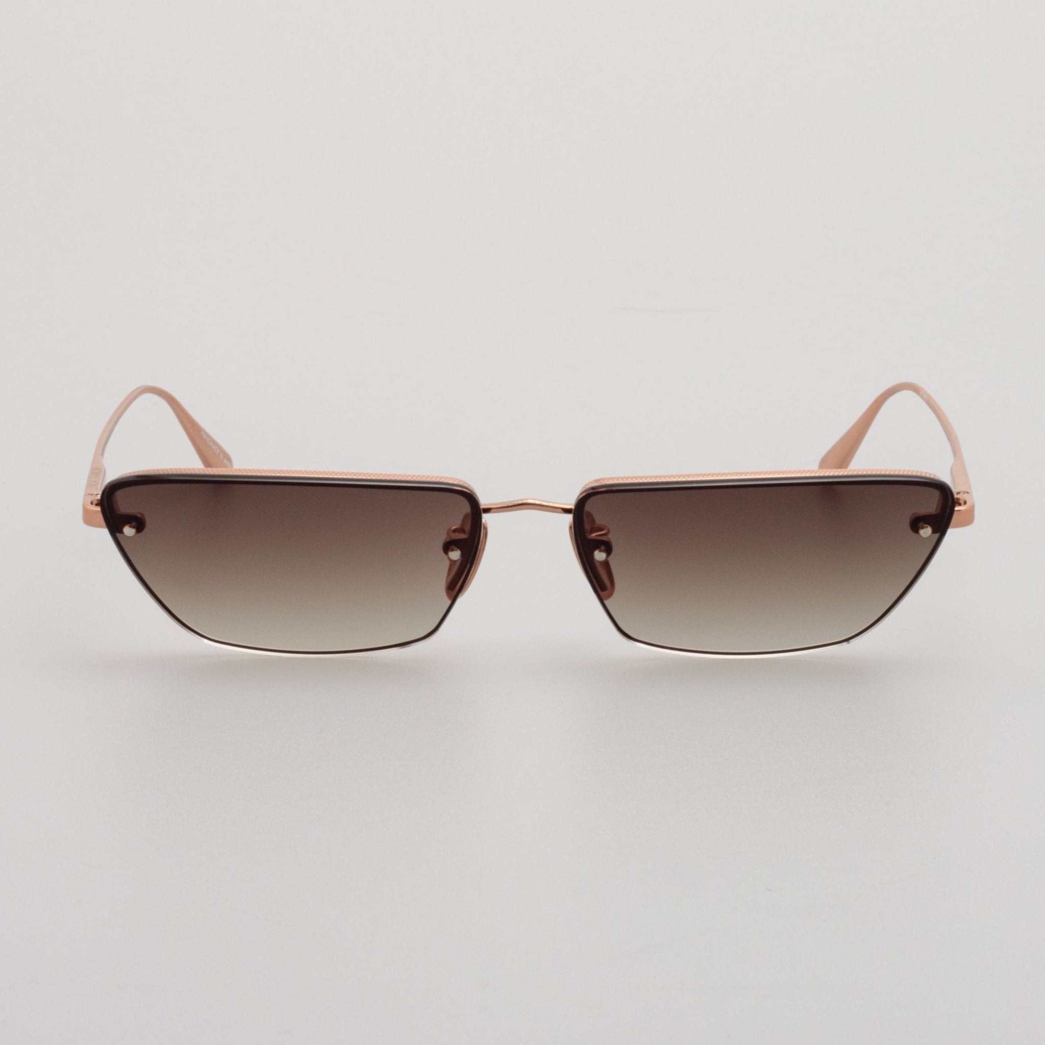 Cleo Sunglasses in 18K Rose Gold and Mocha - LINDA FARROW - Sunglasses -