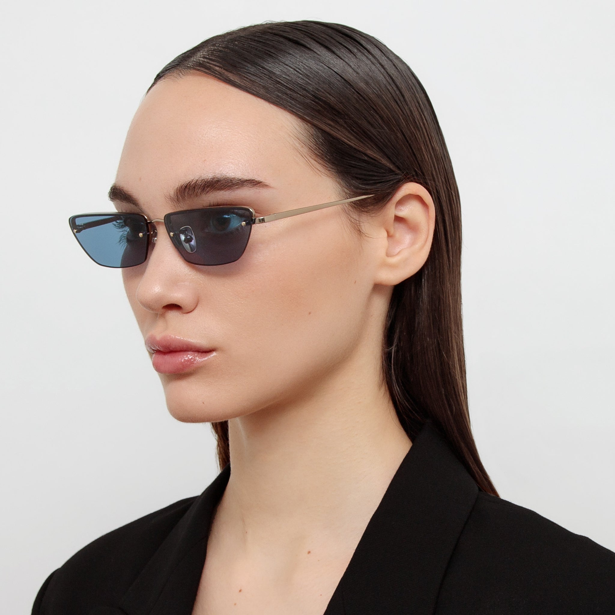 Cleo Sunglasses in 22K Gold and Aqua - LINDA FARROW - Sunglasses -