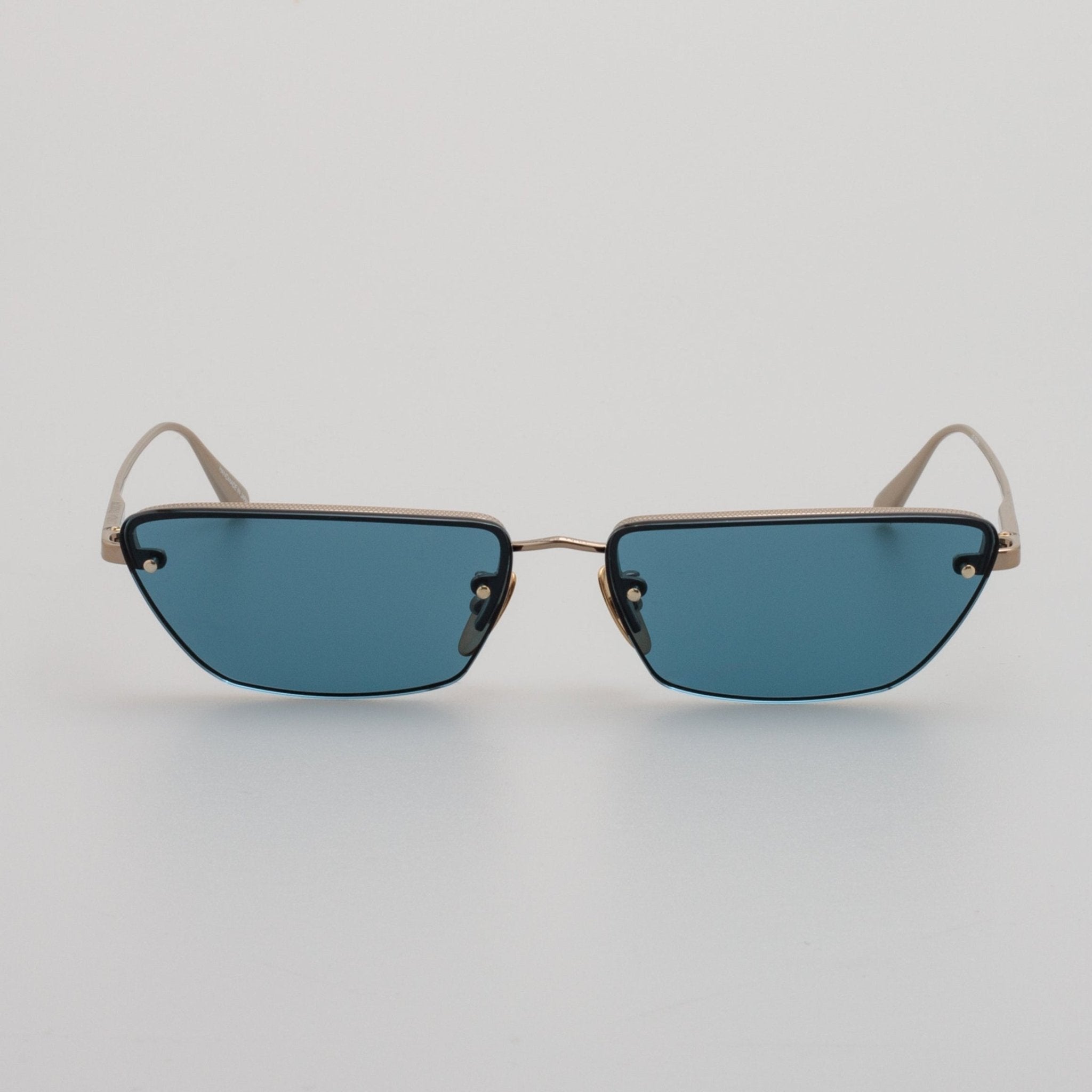 Cleo Sunglasses in 22K Gold and Aqua - LINDA FARROW - Sunglasses -