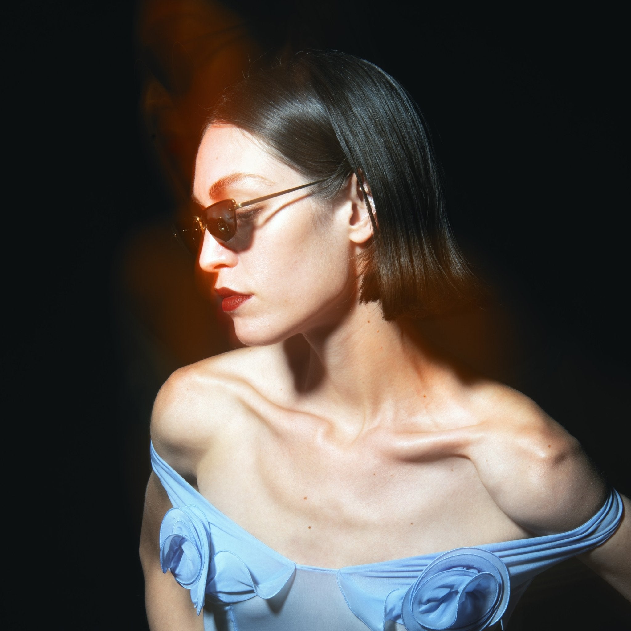 Cleo Sunglasses in 22K gold and Grey - LINDA FARROW - Sunglasses -