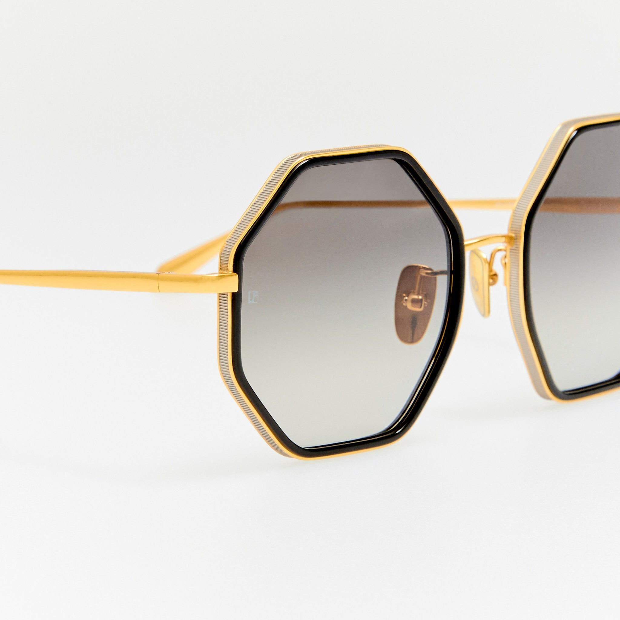 Coraline Sunglasses in 22K Gold and Grey - LINDA FARROW - Sunglasses -