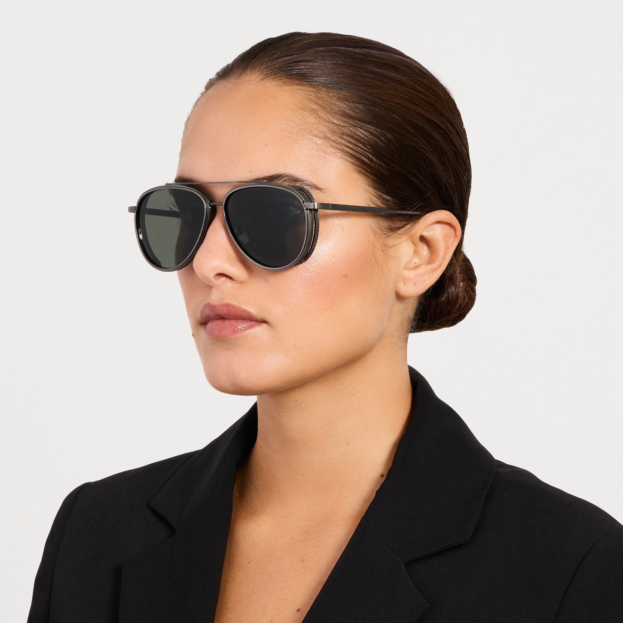Cortes Sunglasses in Antique White Gold - LINDA FARROW - Sunglasses -