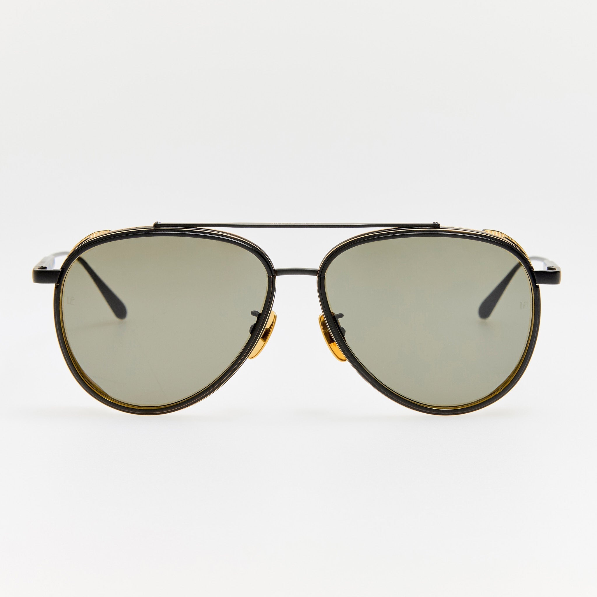 Cortes Sunglasses in Matt Nickel and 22K Gold - LINDA FARROW - Sunglasses -