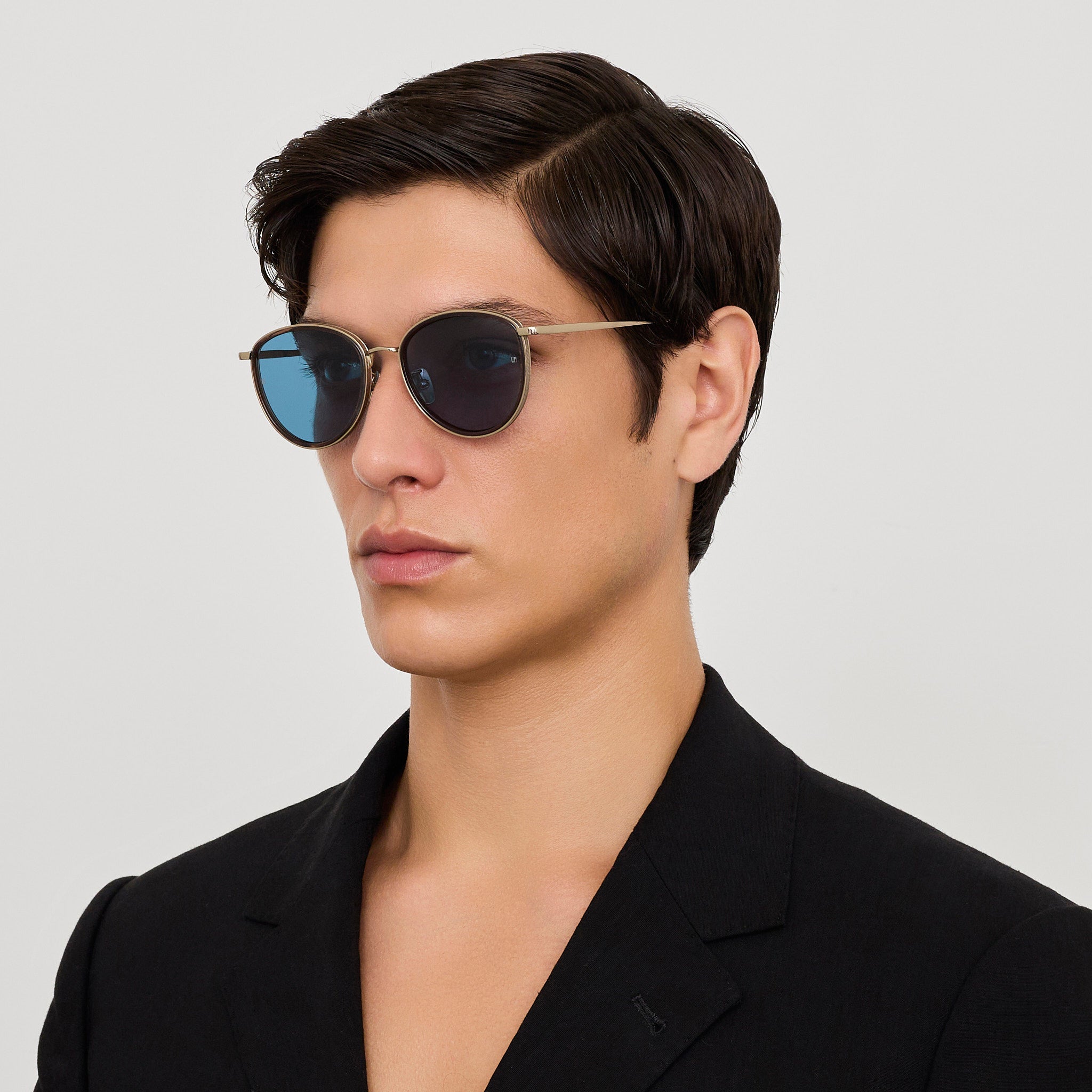 Dahlia Sunglasses in 22K Gold and Aqua - LINDA FARROW - Sunglasses -