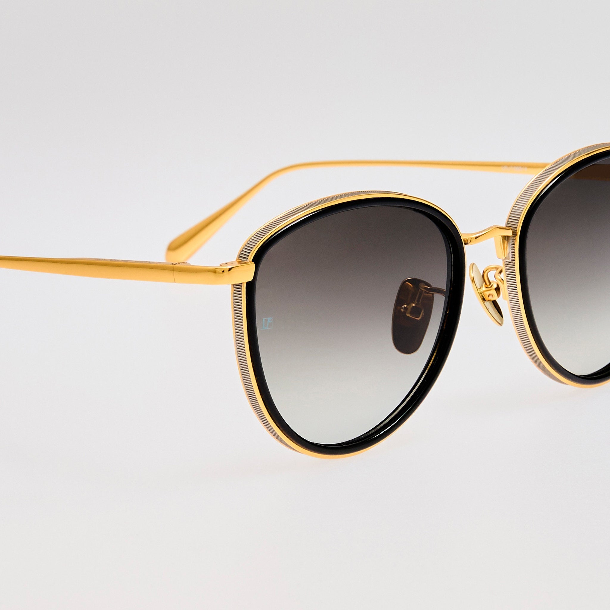 Dahlia Sunglasses in 22K Gold and Grey - LINDA FARROW - Sunglasses -