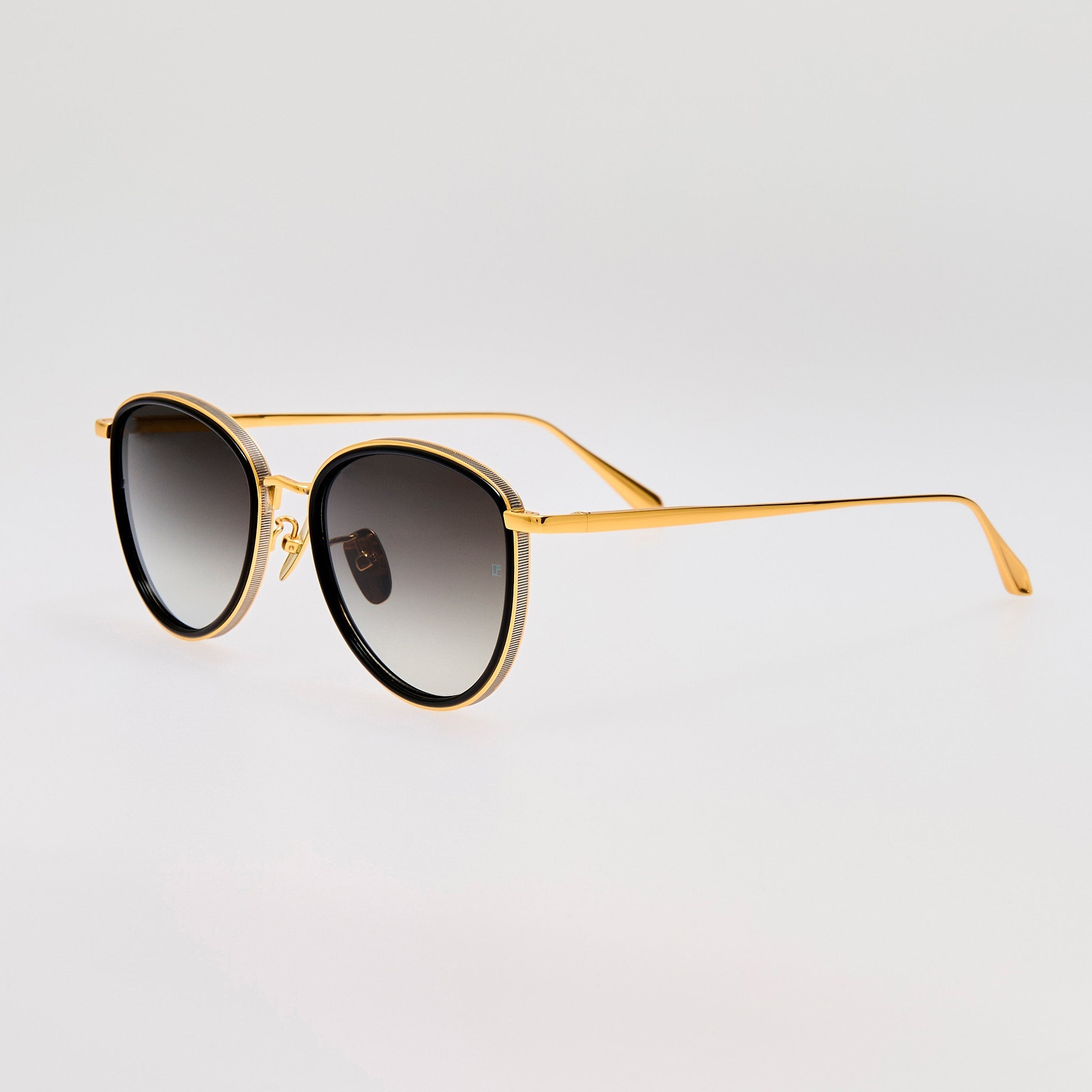 Dahlia Sunglasses in 22K Gold and Grey - LINDA FARROW - Sunglasses -