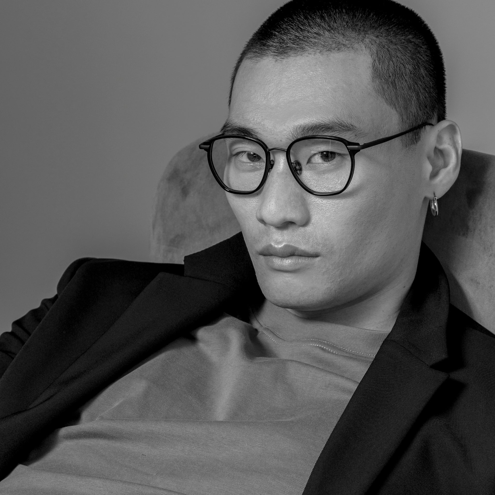 Danilo Optical Frame in Matt Black Nickel - LINDA FARROW - Optical Frame -
