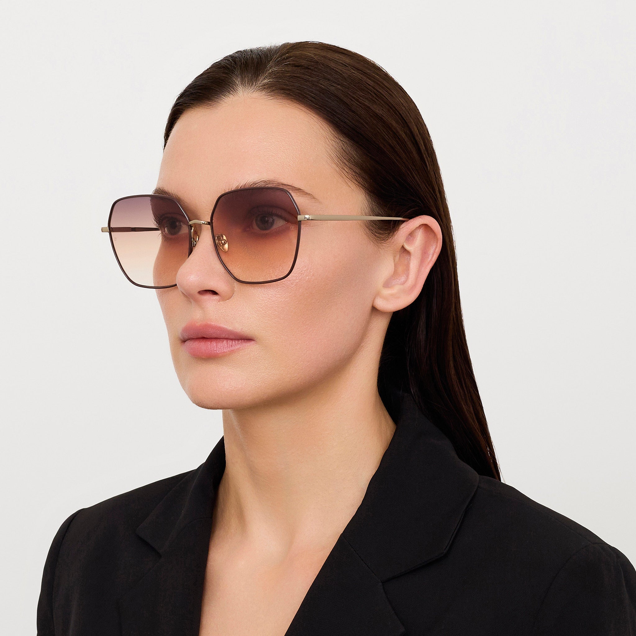 Darcie Sunglasses in 22K Gold and Ash - LINDA FARROW - Sunglasses -
