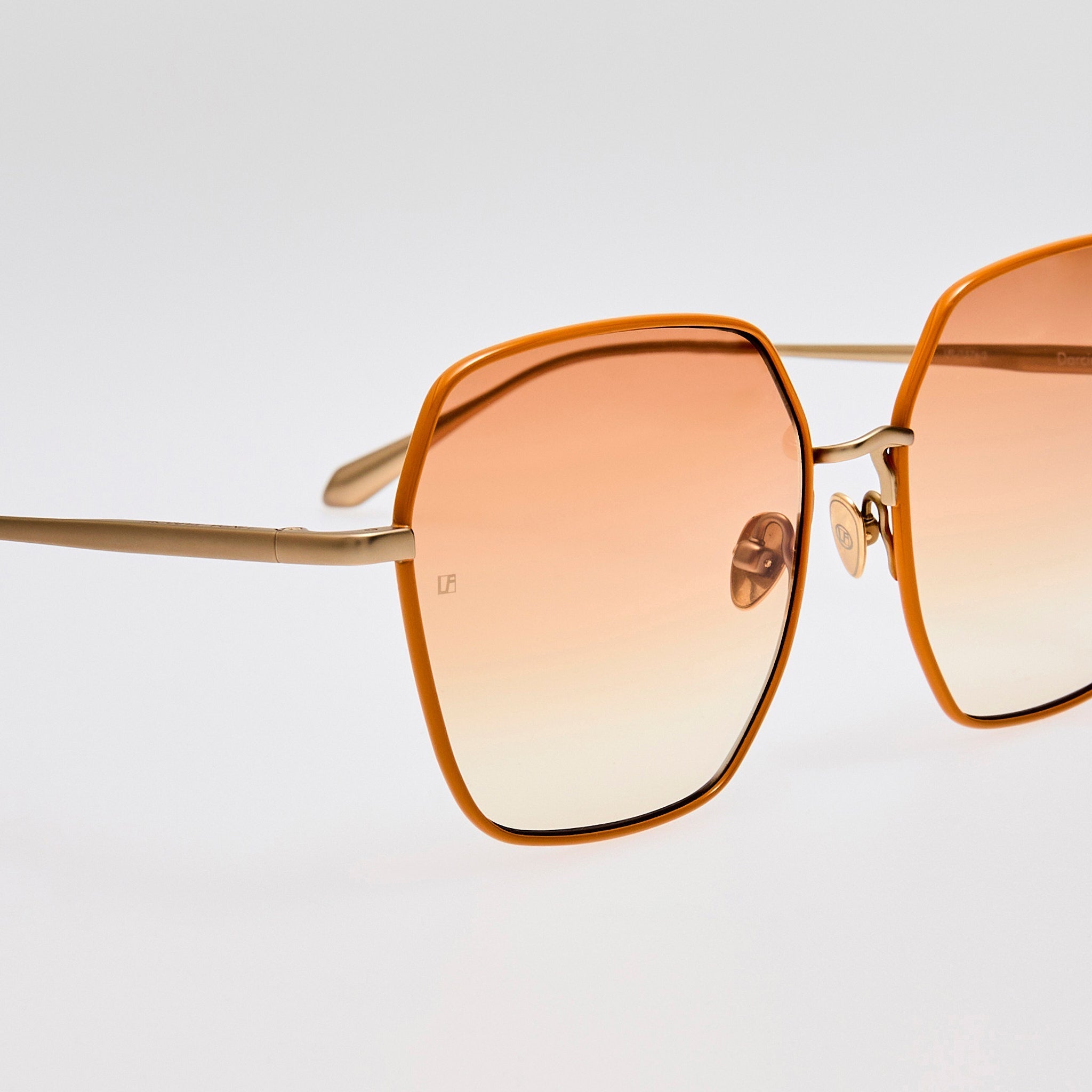 Darcie Sunglasses in 22K Gold and Camel - LINDA FARROW - Sunglasses -