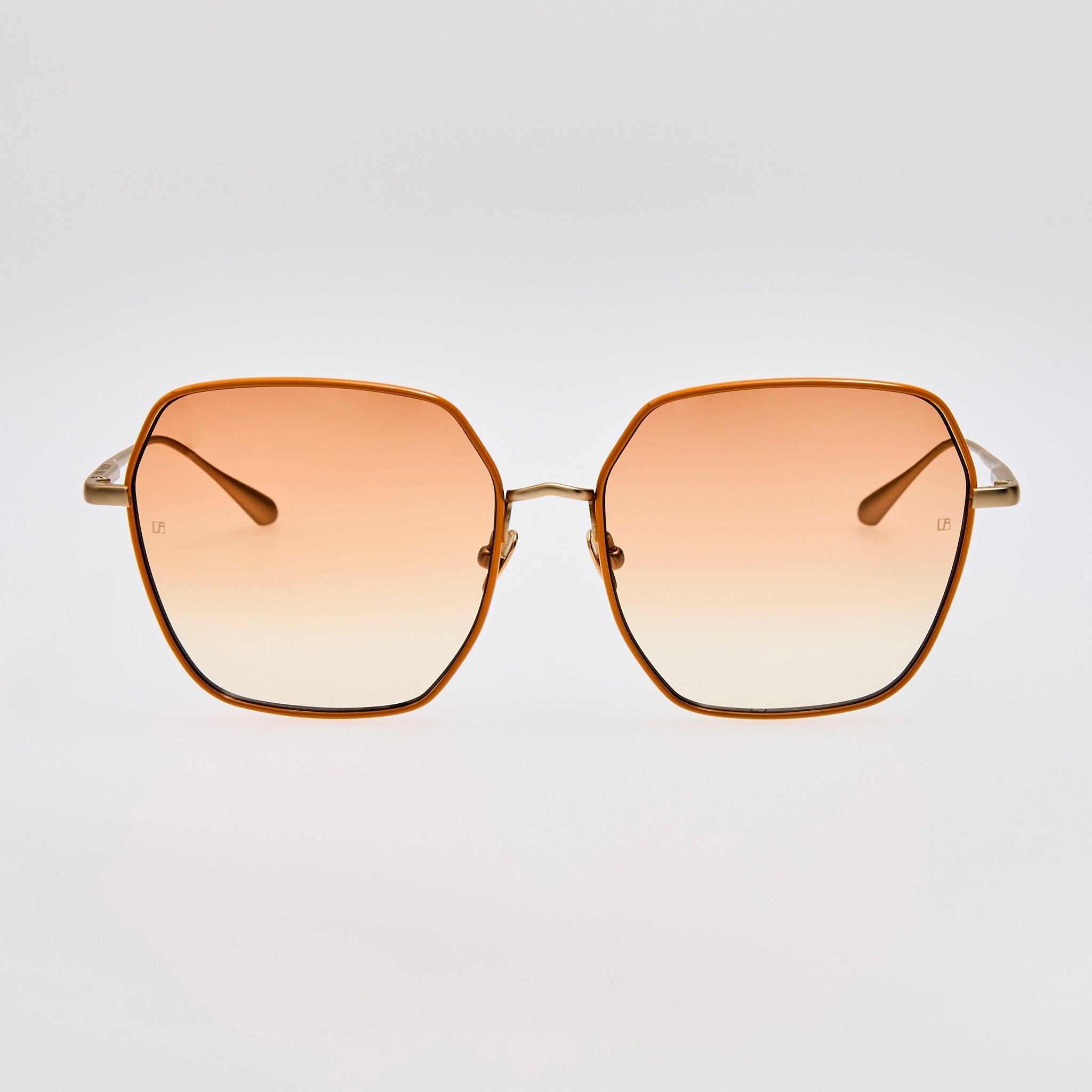 Darcie Sunglasses in 22K Gold and Camel - LINDA FARROW - Sunglasses -