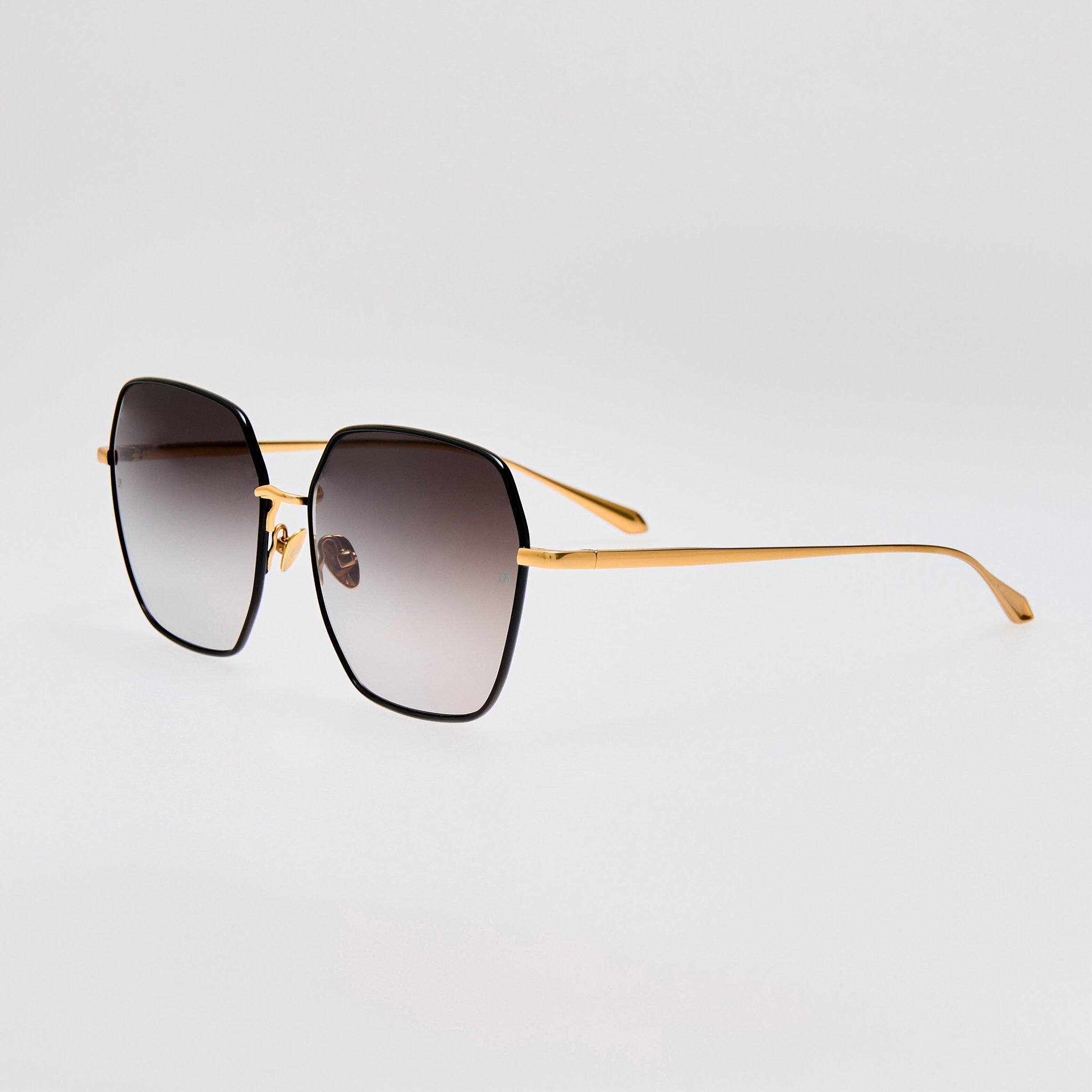Darcie Sunglasses in 22K Gold and Grey - LINDA FARROW - Sunglasses -