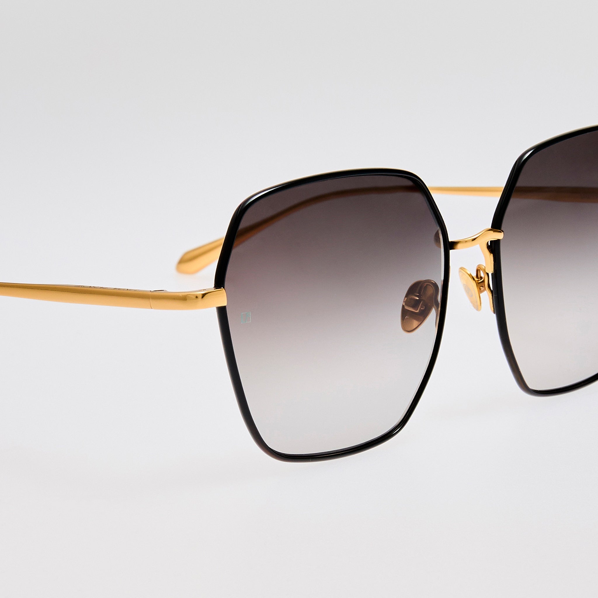 Darcie Sunglasses in 22K Gold and Grey - LINDA FARROW - Sunglasses -