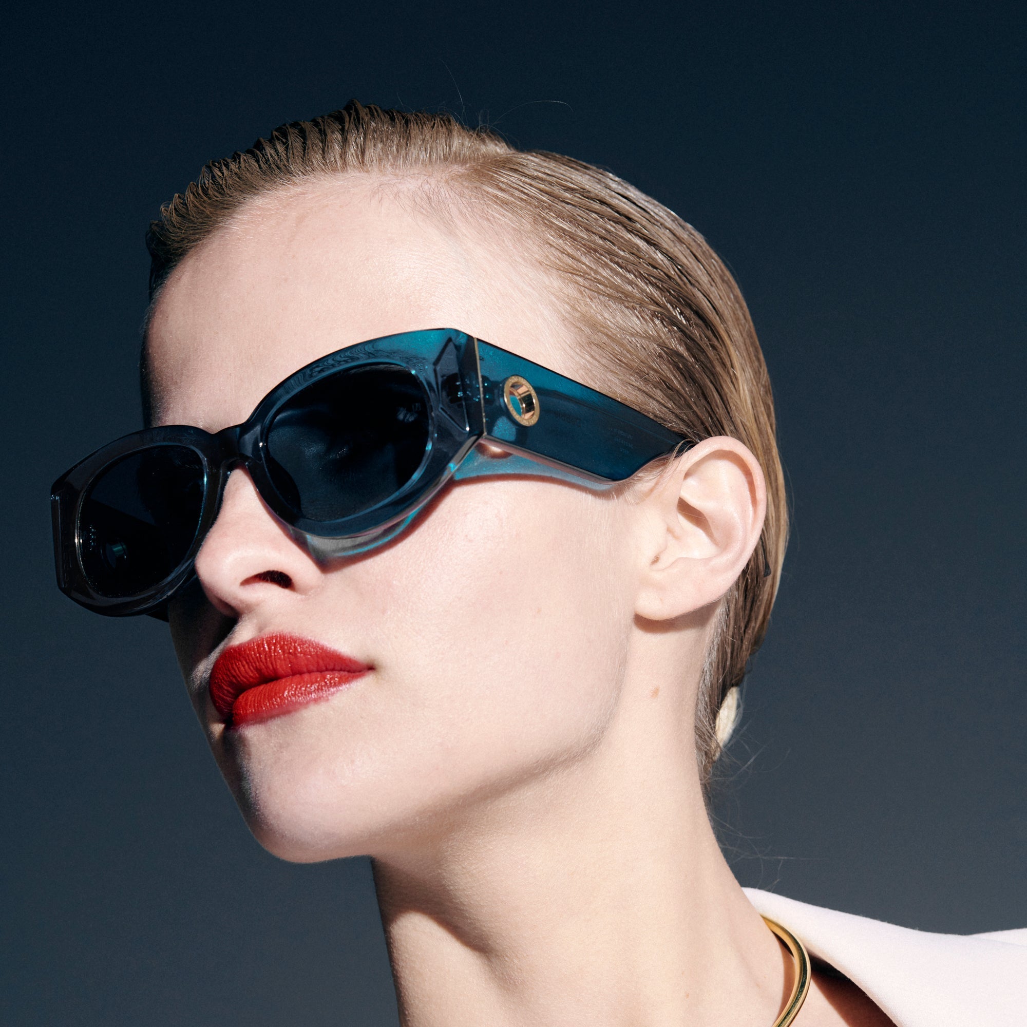 Debbie Sunglasses in Aqua - LINDA FARROW - Sunglasses -