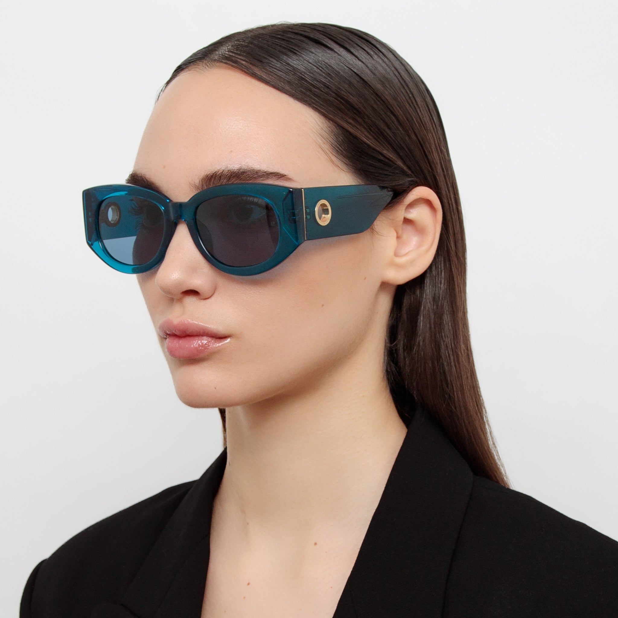 Debbie Sunglasses in Aqua - LINDA FARROW - Sunglasses -
