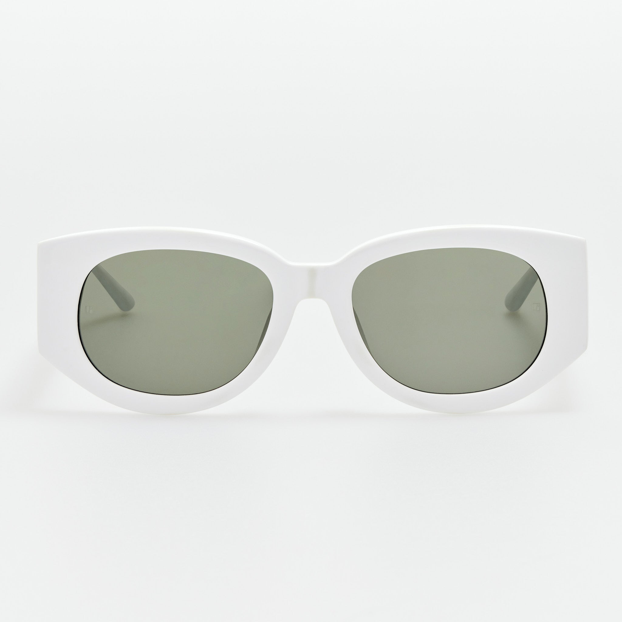 Debbie Sunglasses in White with Diamonds and 22K White Gold - LINDA FARROW - Sunglasses -