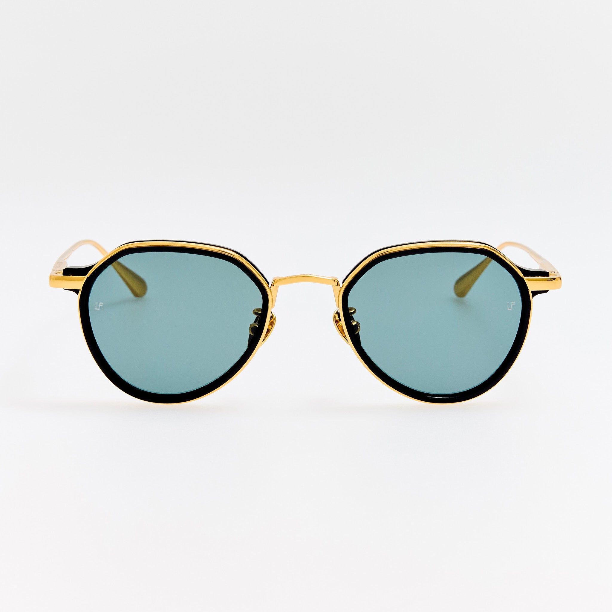 Dellal Sunglasses in 22K Gold and Black - LINDA FARROW - Sunglasses -