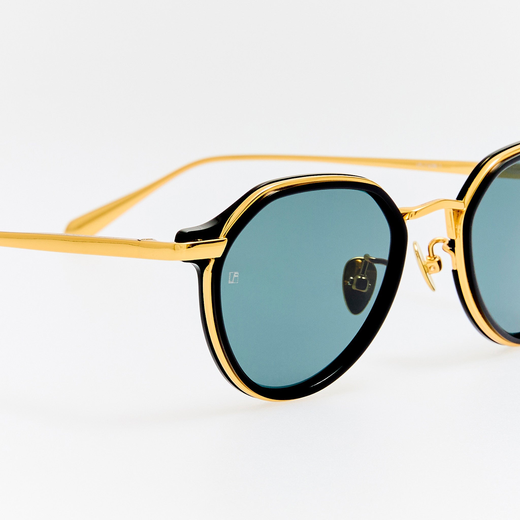 Dellal Sunglasses in 22K Gold and Black - LINDA FARROW - Sunglasses -