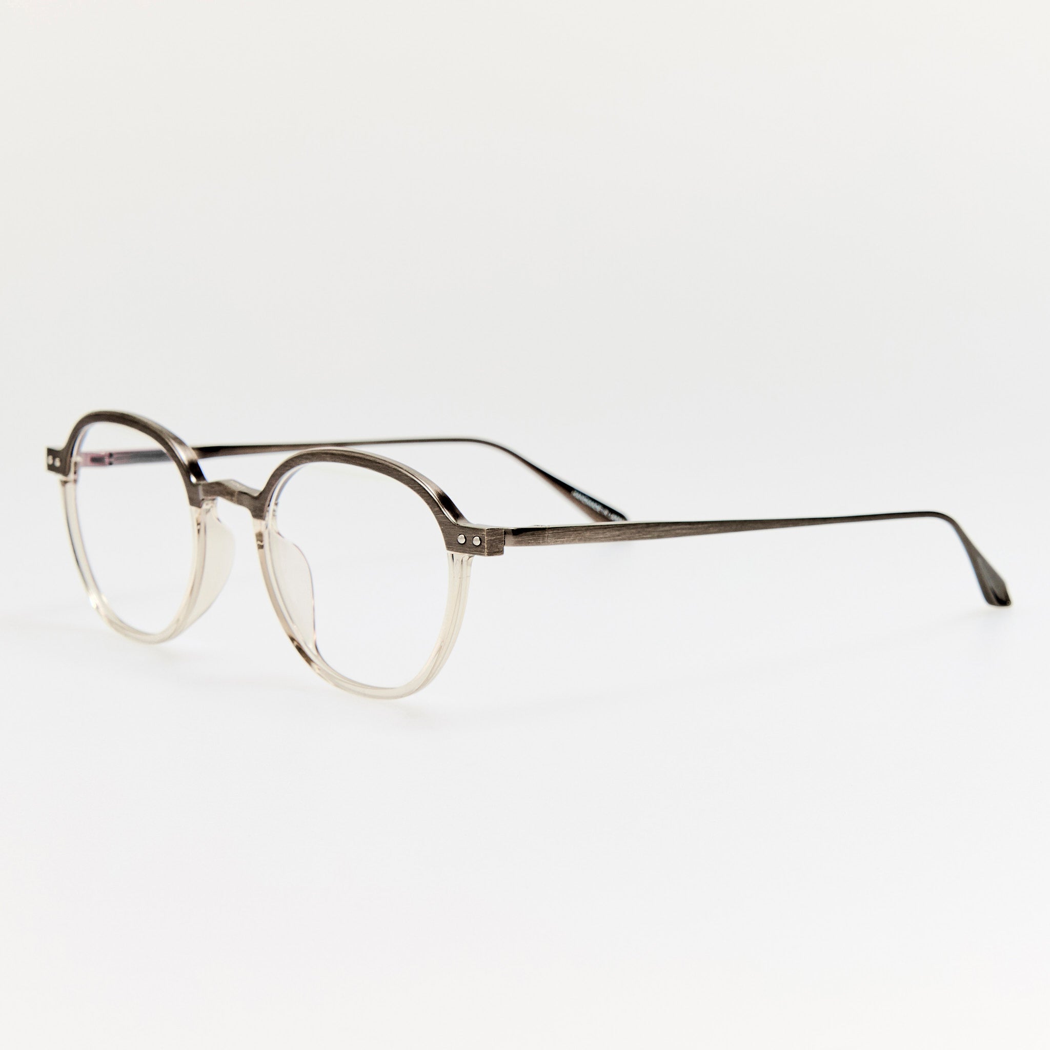Devon Optical in Antique White Gold and Truffle - LINDA FARROW - Optical Frame -