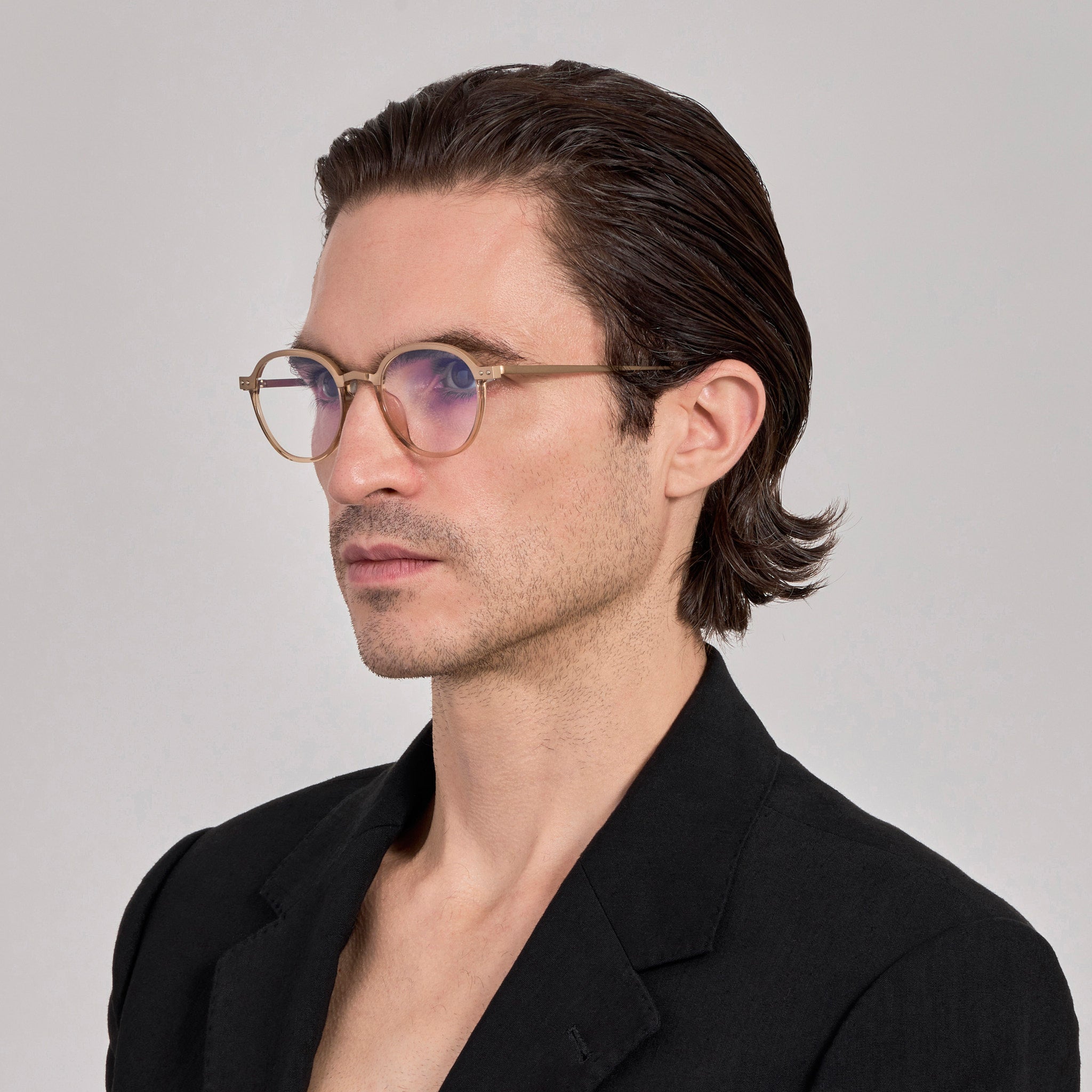 Devon Optical in Matt Champagne and Honey - LINDA FARROW - Optical Frame -
