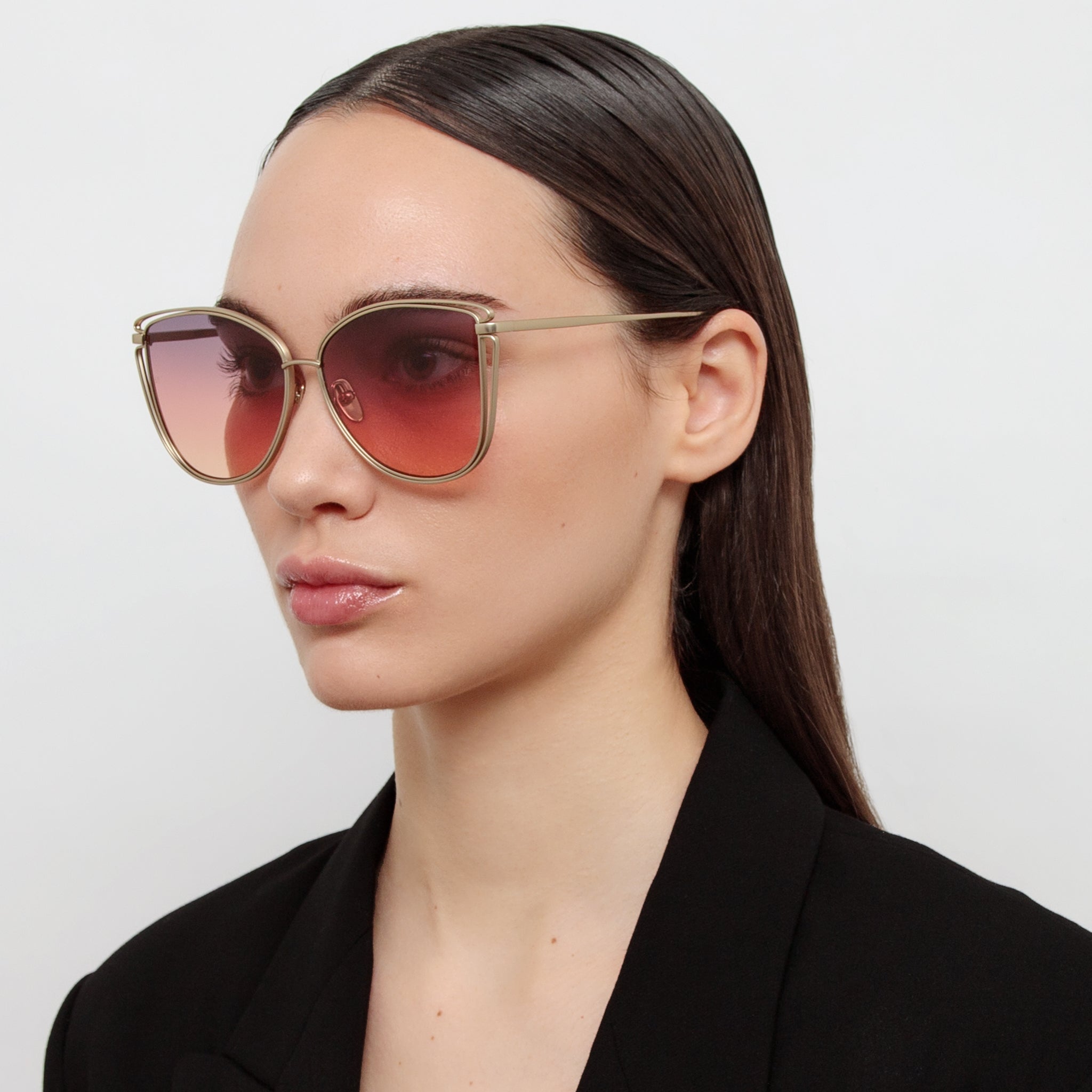 Dinah Sunglasses in Champagne and Sunset Gradient - LINDA FARROW - Sunglasses -