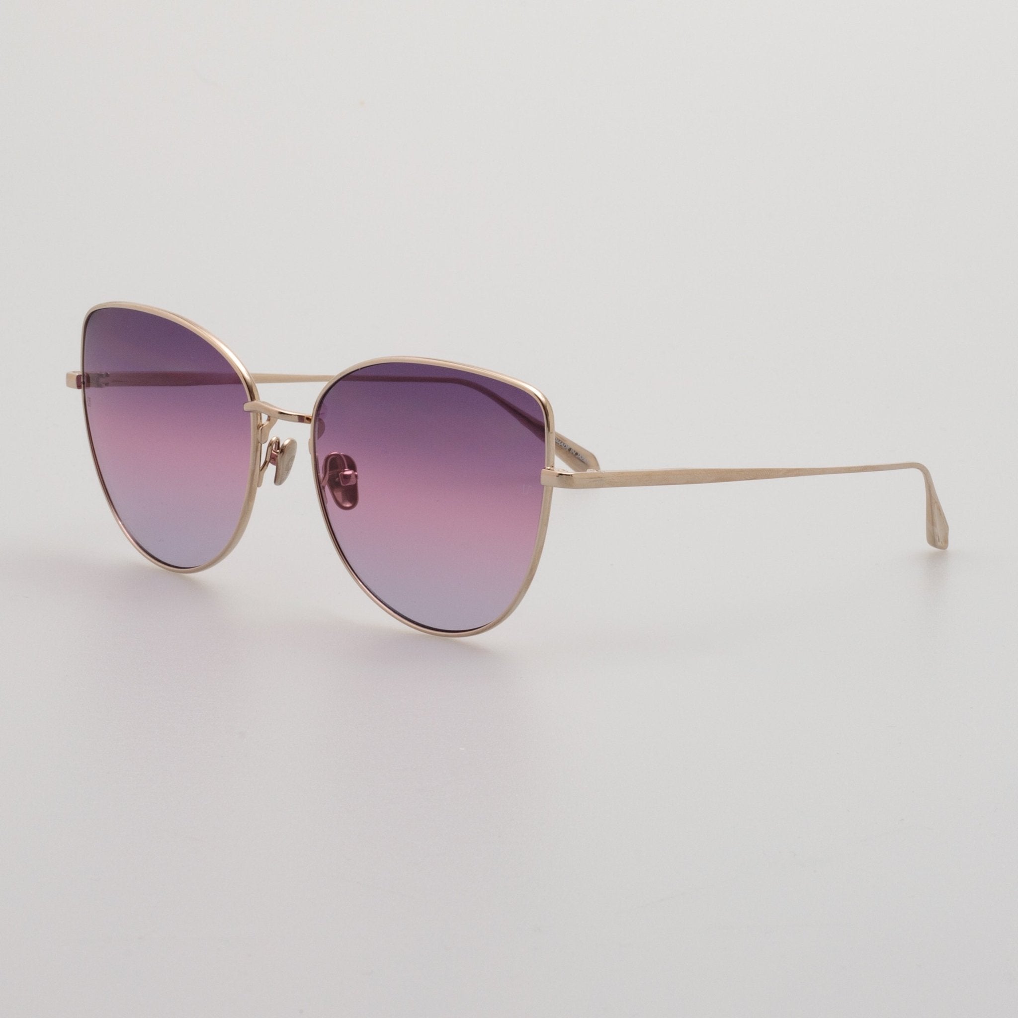 Eloise Cat Eye Sunglasses in 22K Gold and Purple - LINDA FARROW - Sunglasses -