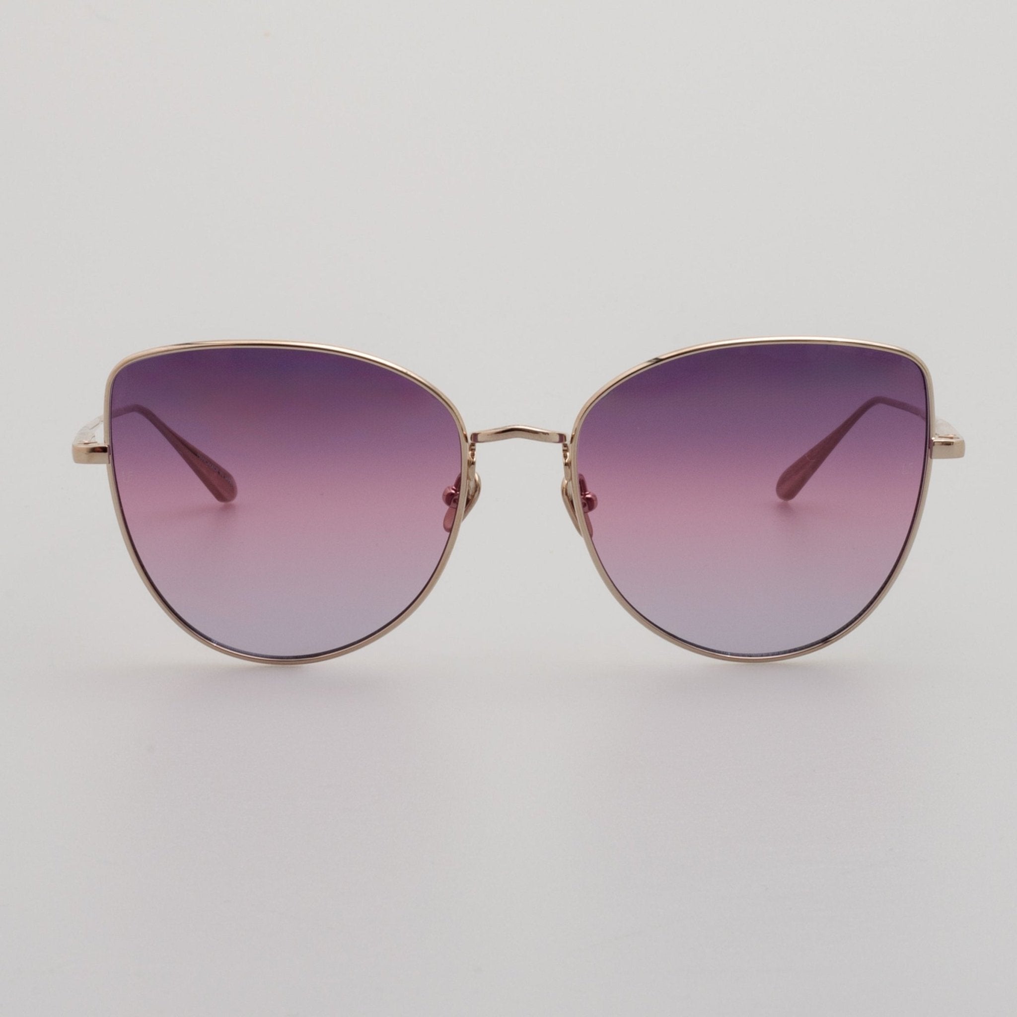 Eloise Cat Eye Sunglasses in 22K Gold and Purple - LINDA FARROW - Sunglasses -