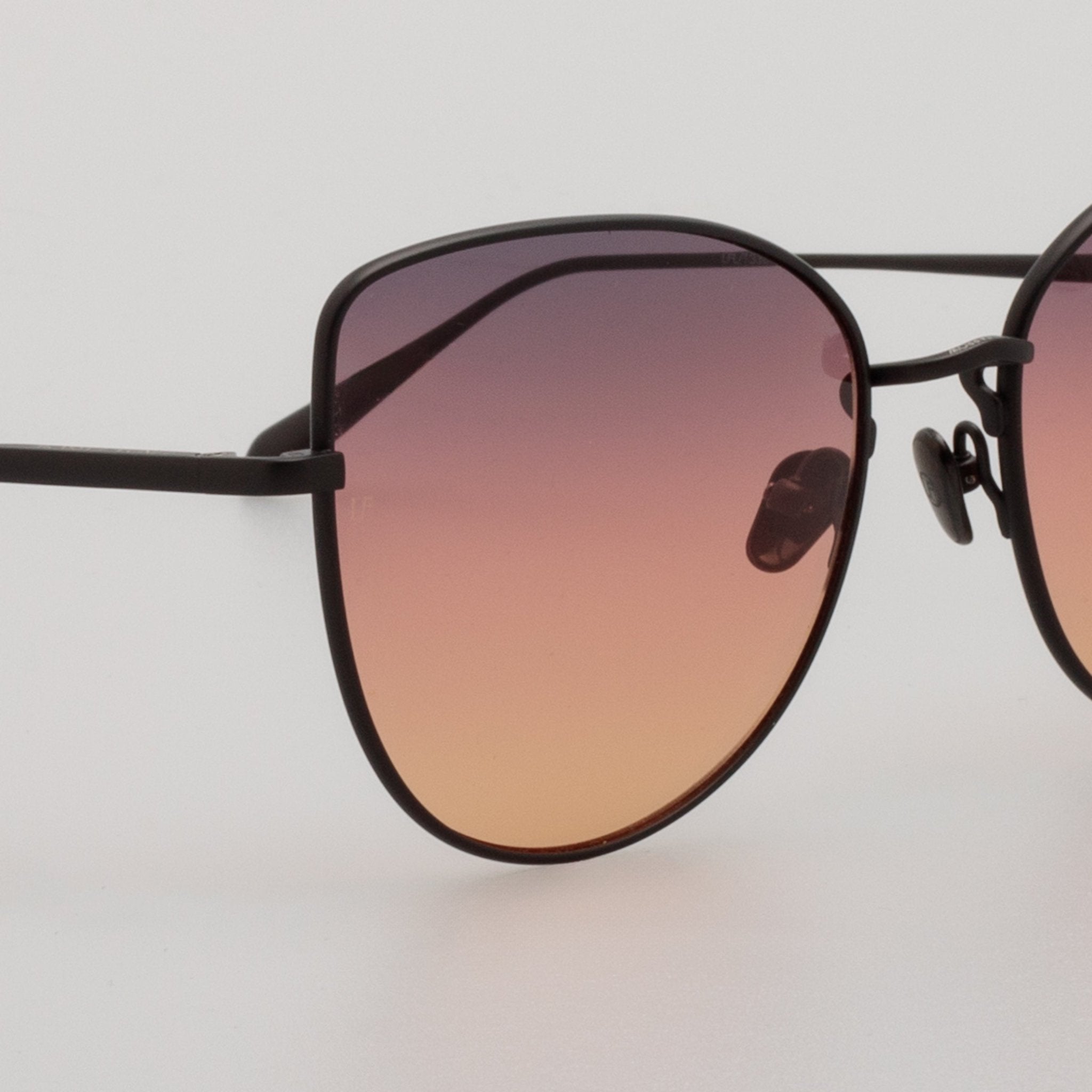 Eloise Sunglasses in Matt Nickel and Sunset Gradient - LINDA FARROW - Sunglasses -