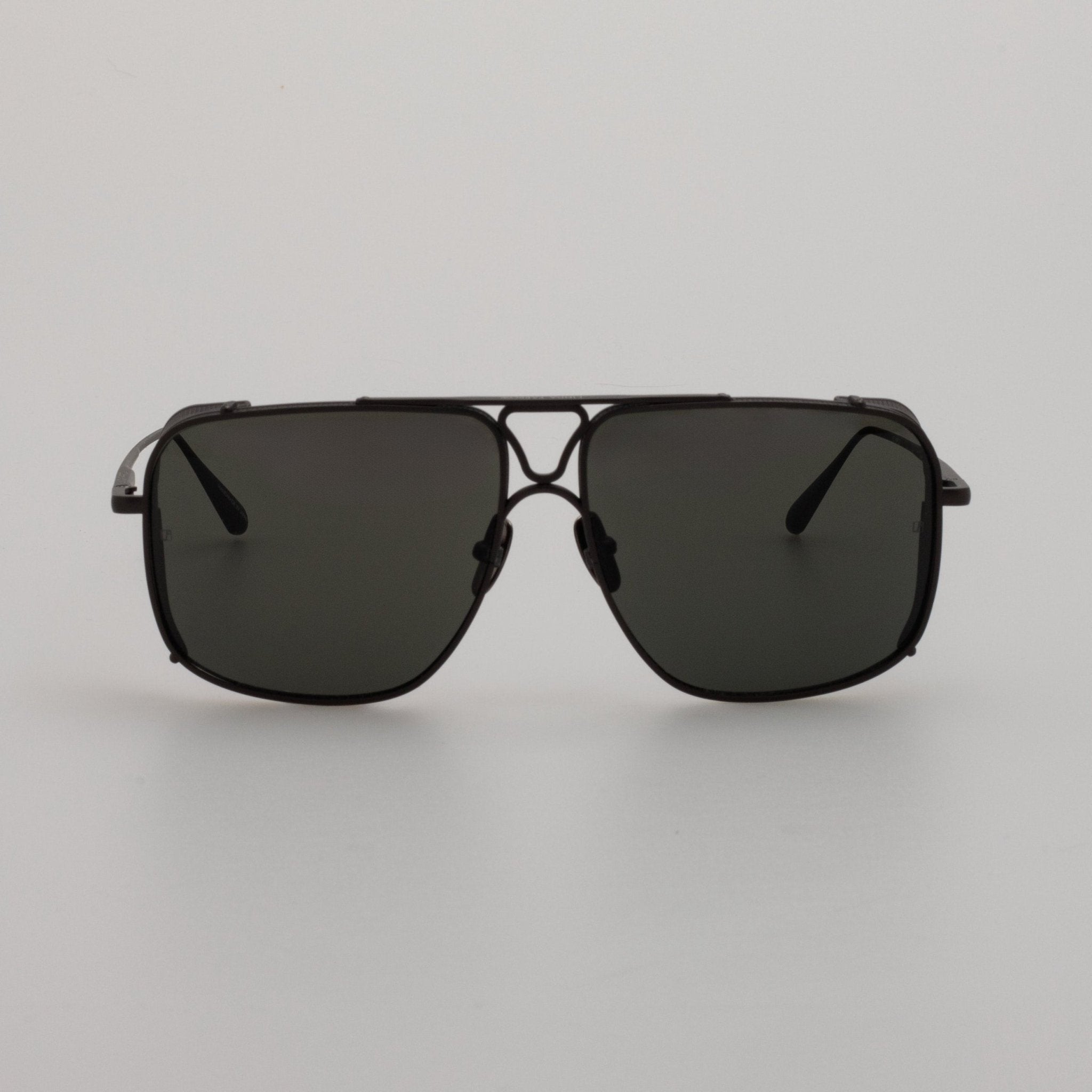 Enzo Sunglasses in Matt Black Nickel - LINDA FARROW - Sunglasses -