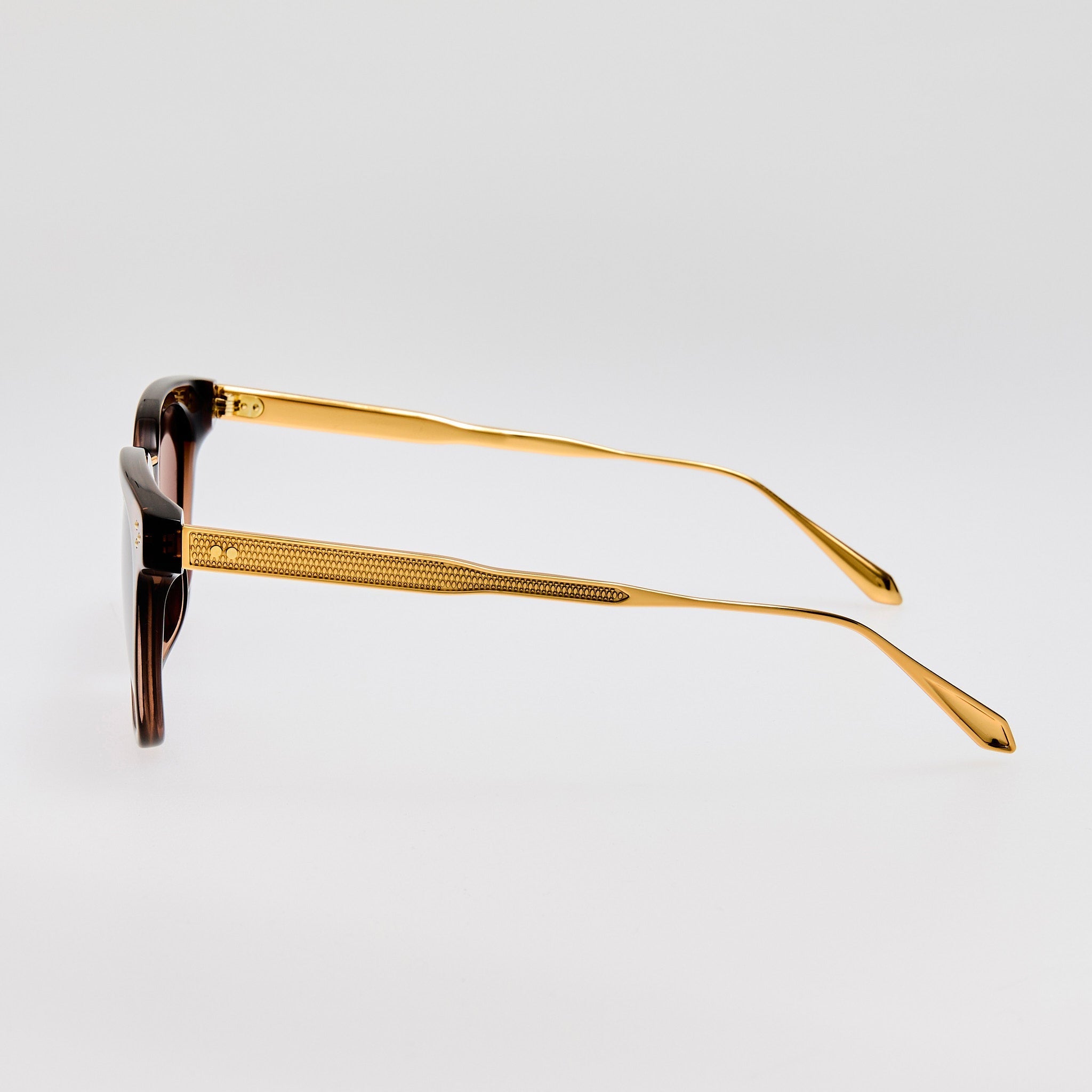 Evan Sunglasses in 22K Gold and Brown - LINDA FARROW - Sunglasses -